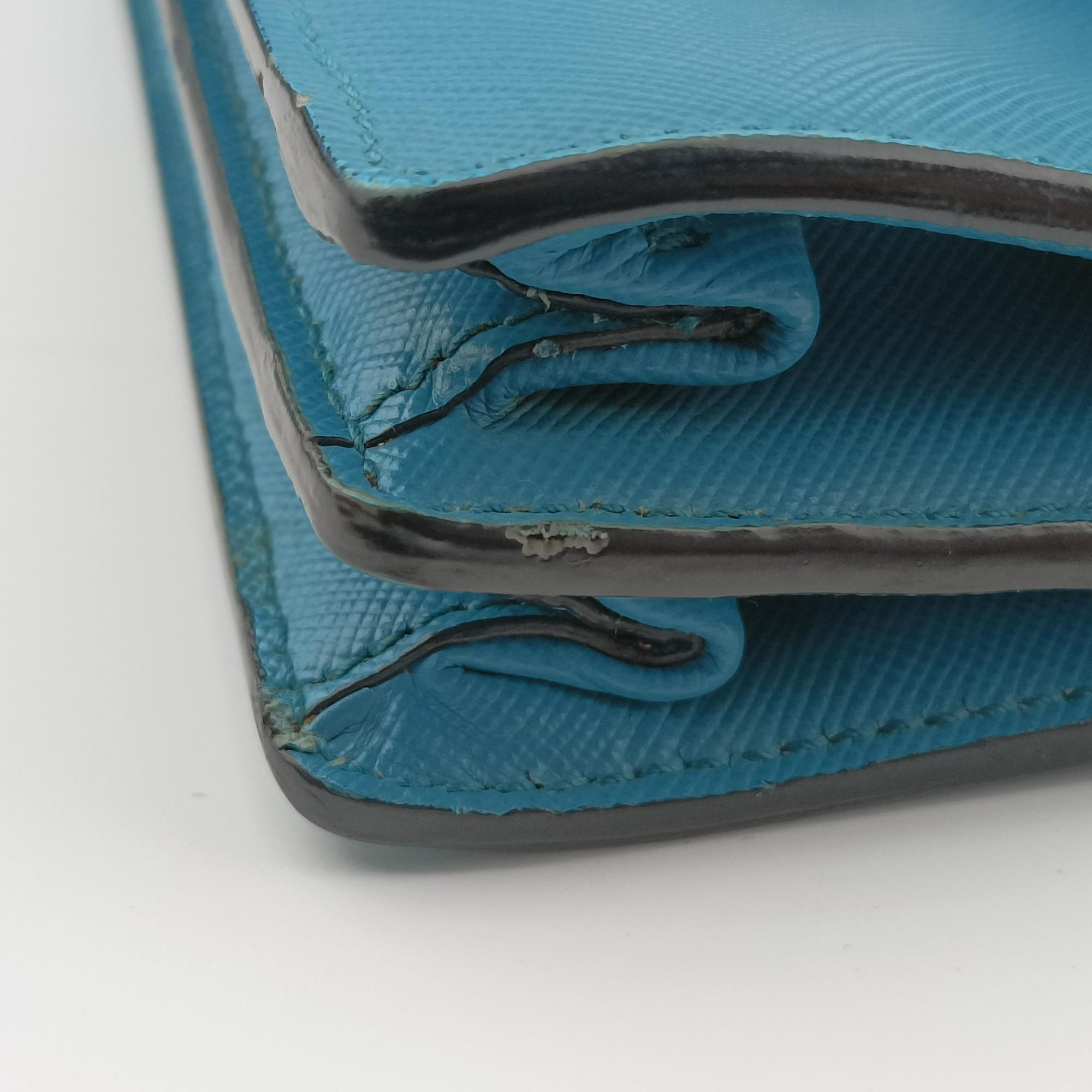 Secondhand Prada Sound Lock Blue SAFFIANO Leather BN2662 shoulderbag | stylenewstar
