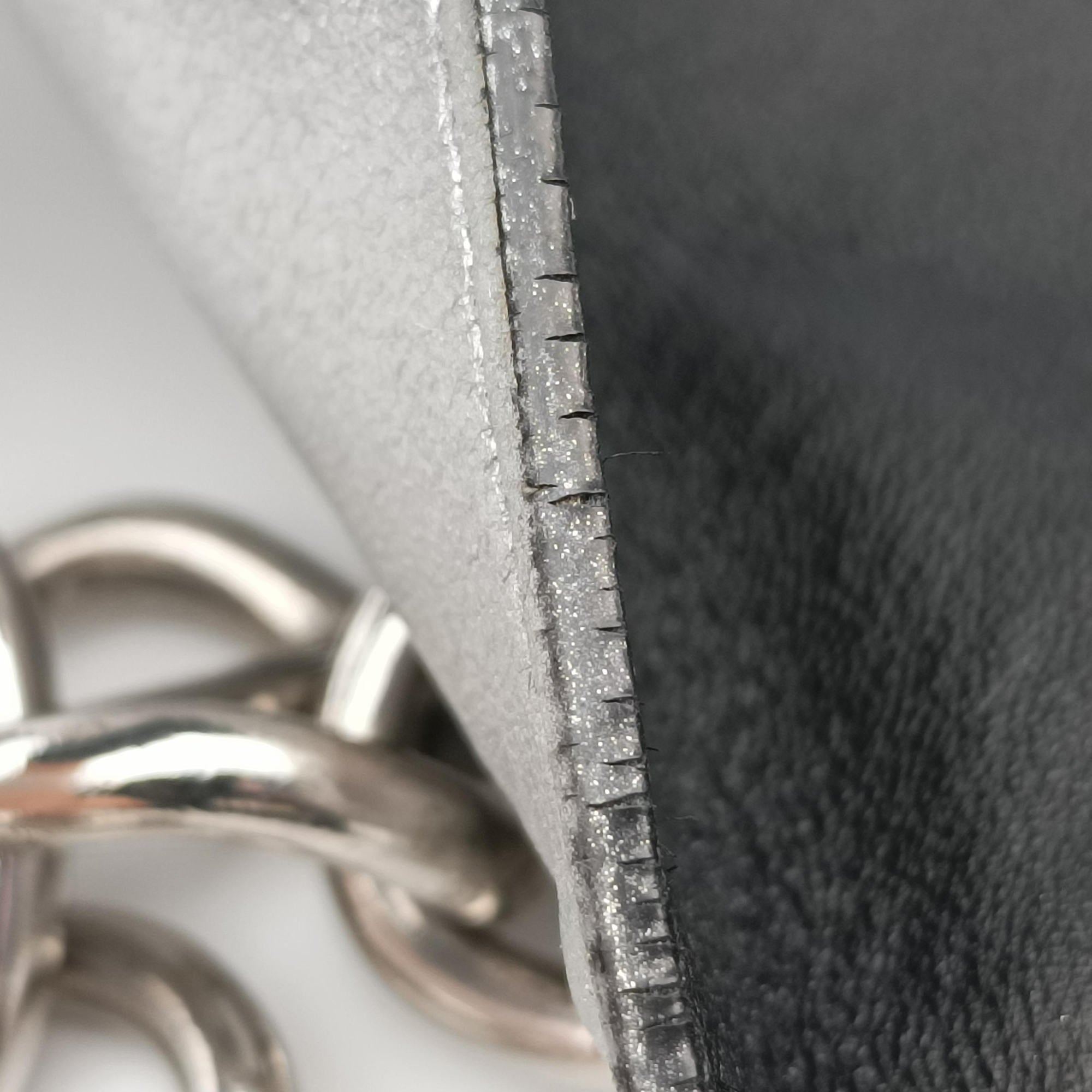 Pre-owned Prada Half Flap Double Turn Lock Silver Leather  shoulderbag | stylenewstar