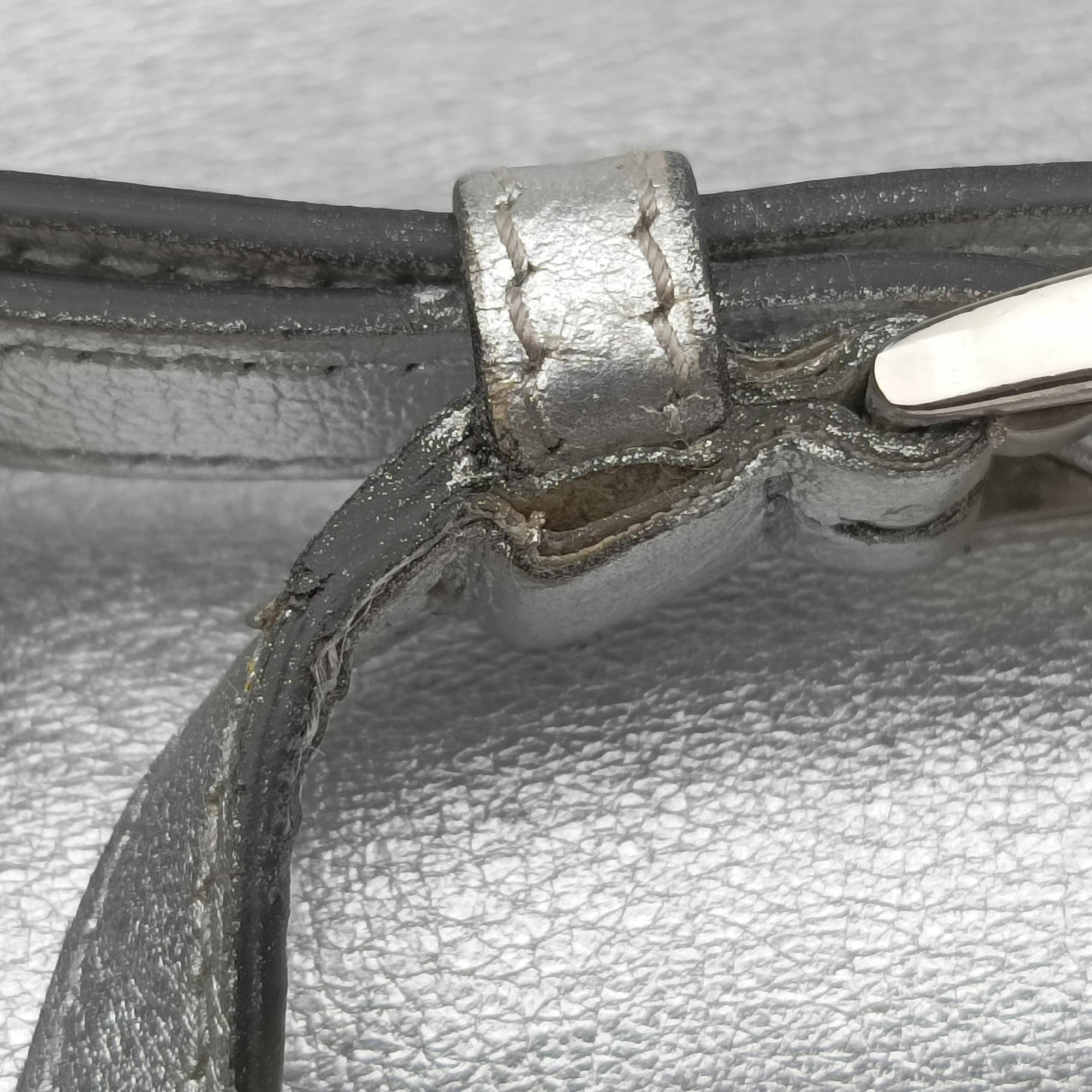 Pre-owned Prada Half Flap Double Turn Lock Silver Leather  shoulderbag | stylenewstar