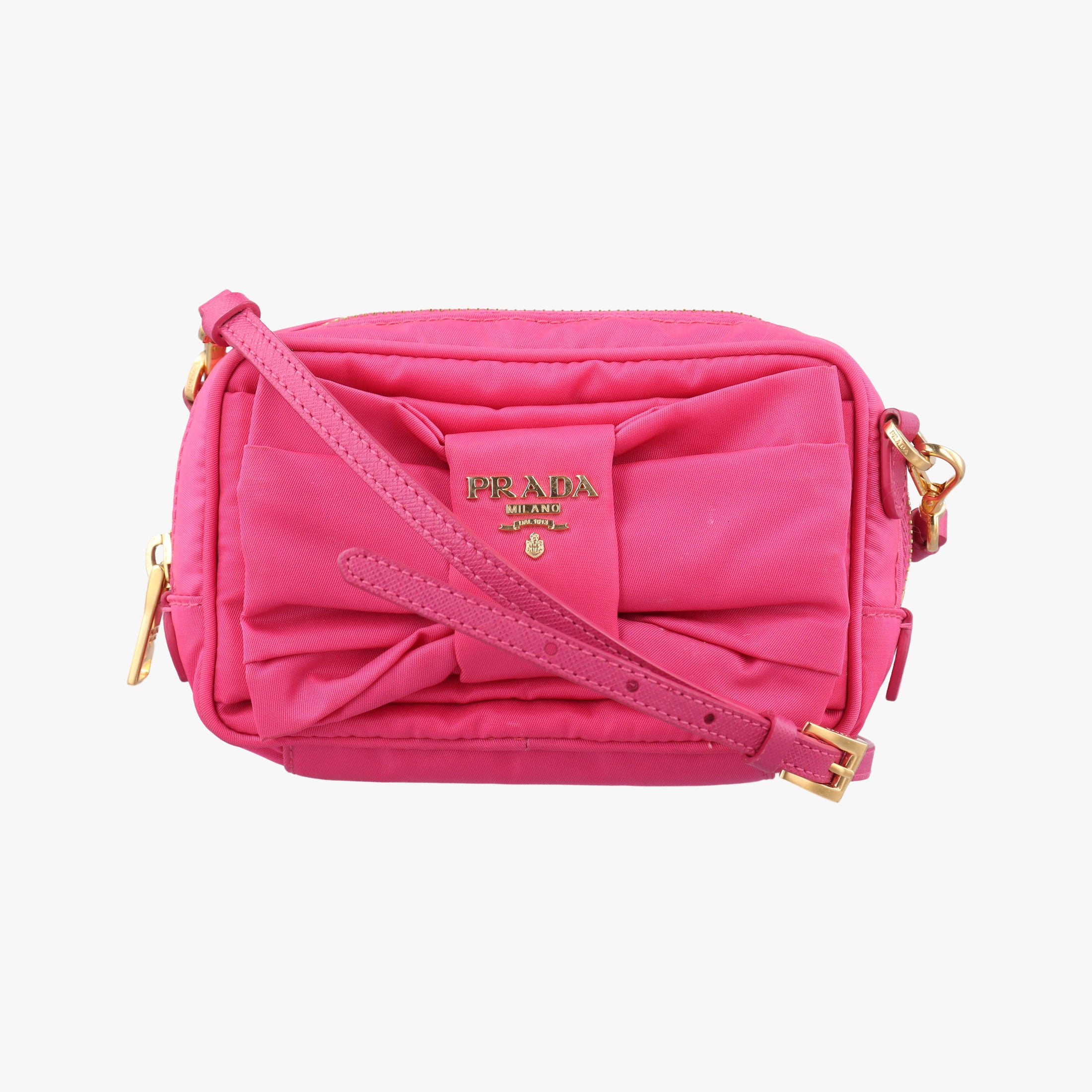 Secondhand Prada Fiocco Tessuto Ribbon Rose nylon 1NF727 shoulderbag | stylenewstar