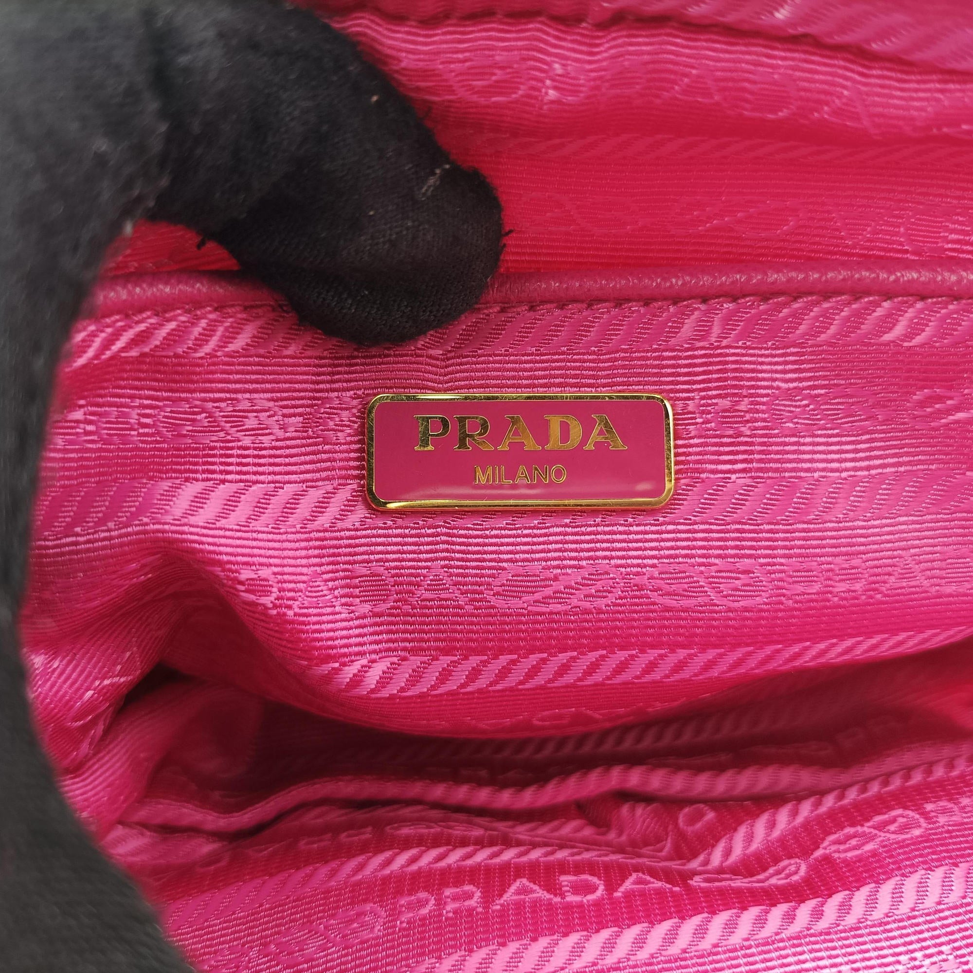 Secondhand Prada Fiocco Tessuto Ribbon Rose nylon 1NF727 shoulderbag | stylenewstar