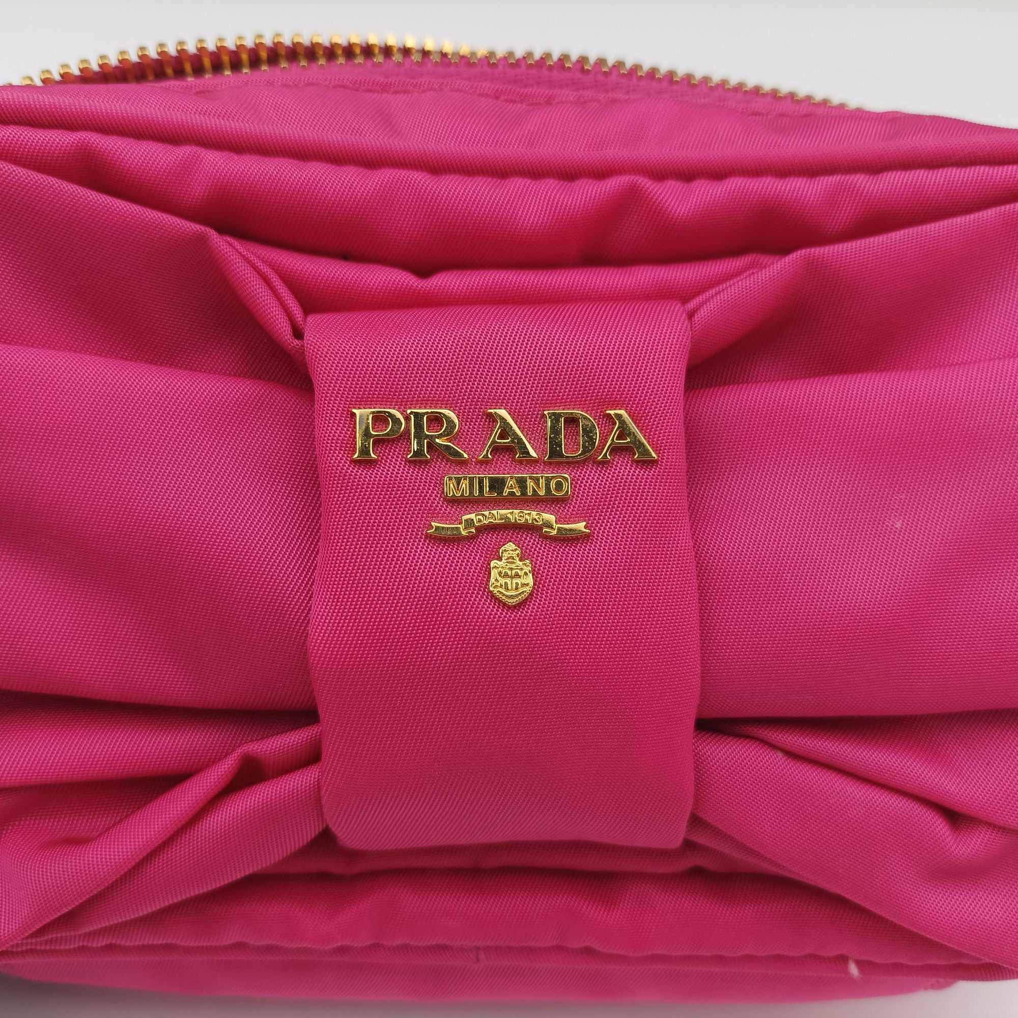 Secondhand Prada Fiocco Tessuto Ribbon Rose nylon 1NF727 shoulderbag | stylenewstar