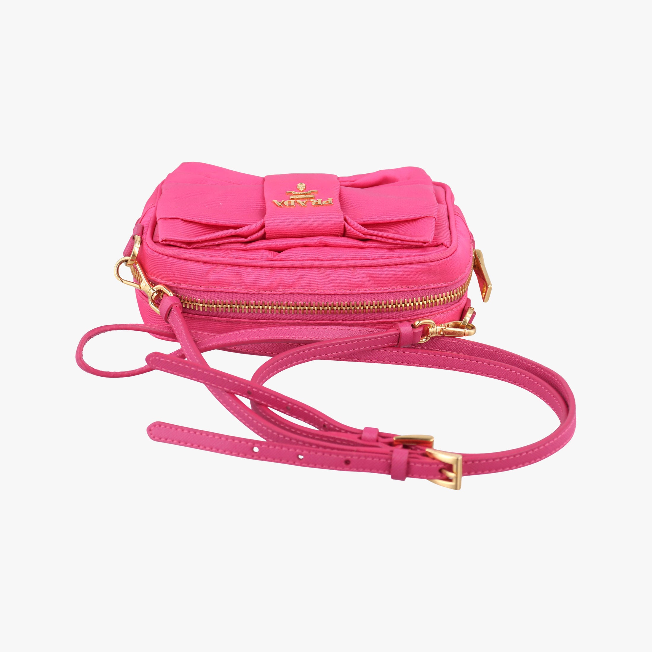 Secondhand Prada Fiocco Tessuto Ribbon Rose nylon 1NF727 shoulderbag | stylenewstar