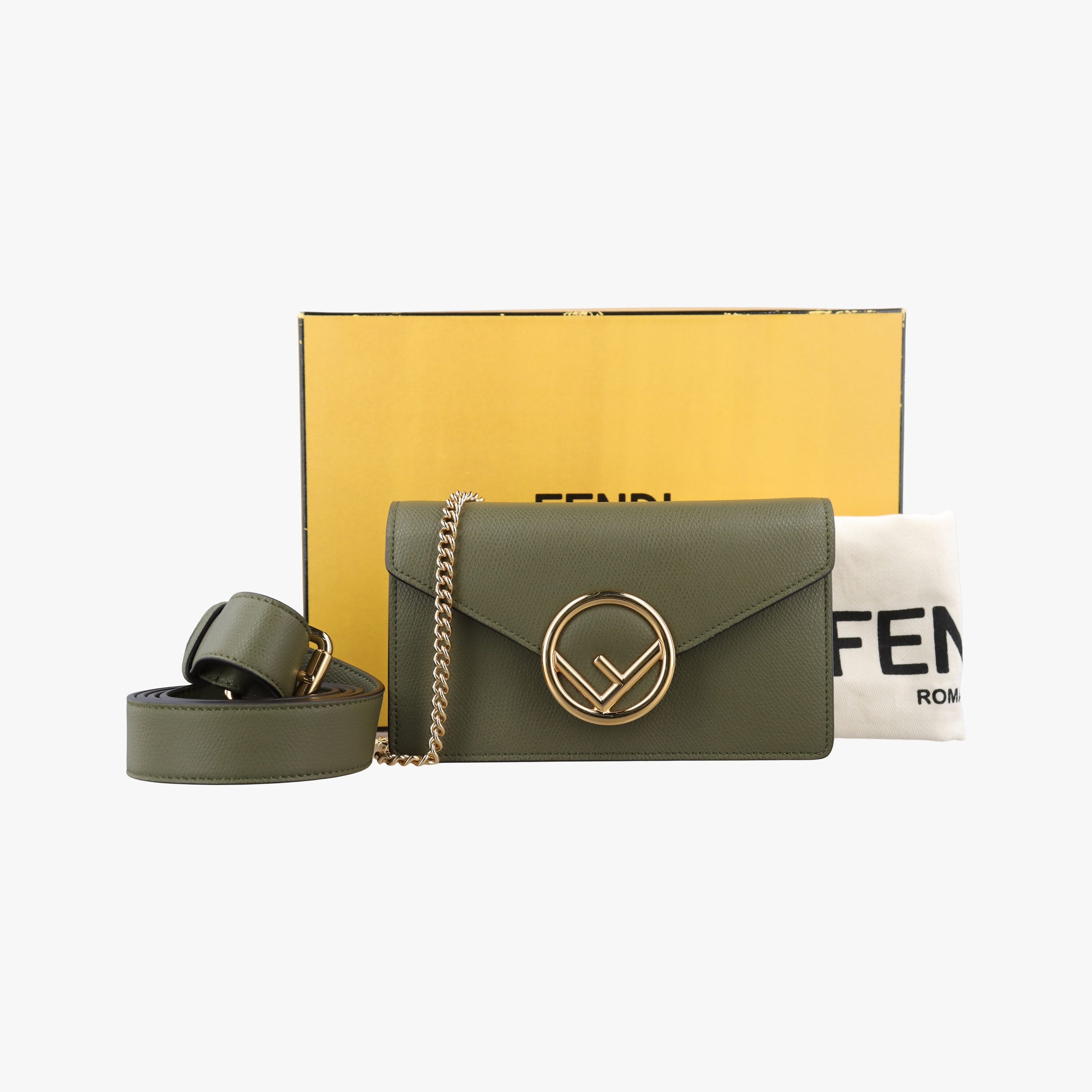 Vintage Fendi F is Green Leather 8BM005 shoulderbag | stylenewstar