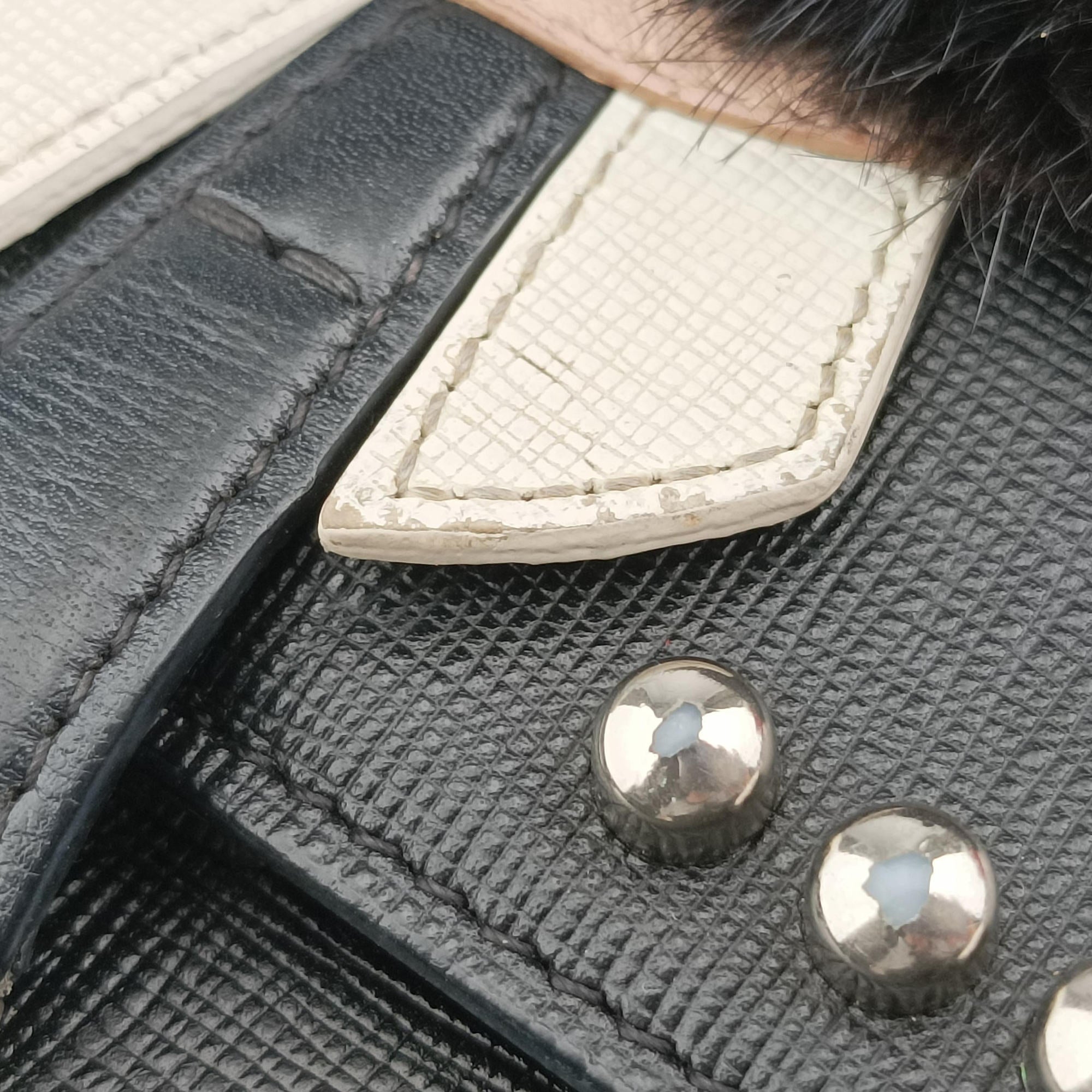 Secondhand Fendi Karlito Lagerfeld Studded Black Leather 8M0346 shoulderbag | stylenewstar
