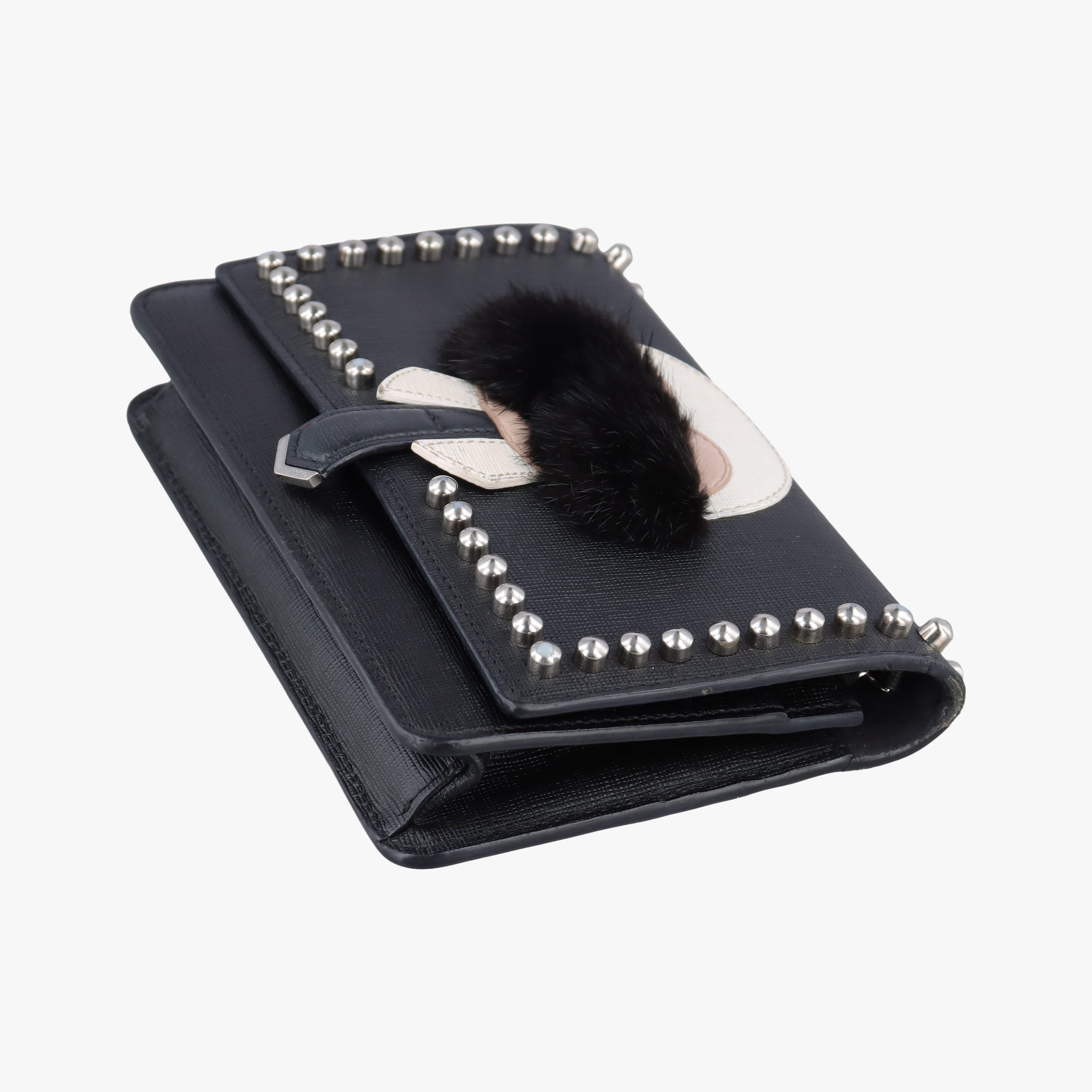 Secondhand Fendi Karlito Lagerfeld Studded Black Leather 8M0346 shoulderbag | stylenewstar