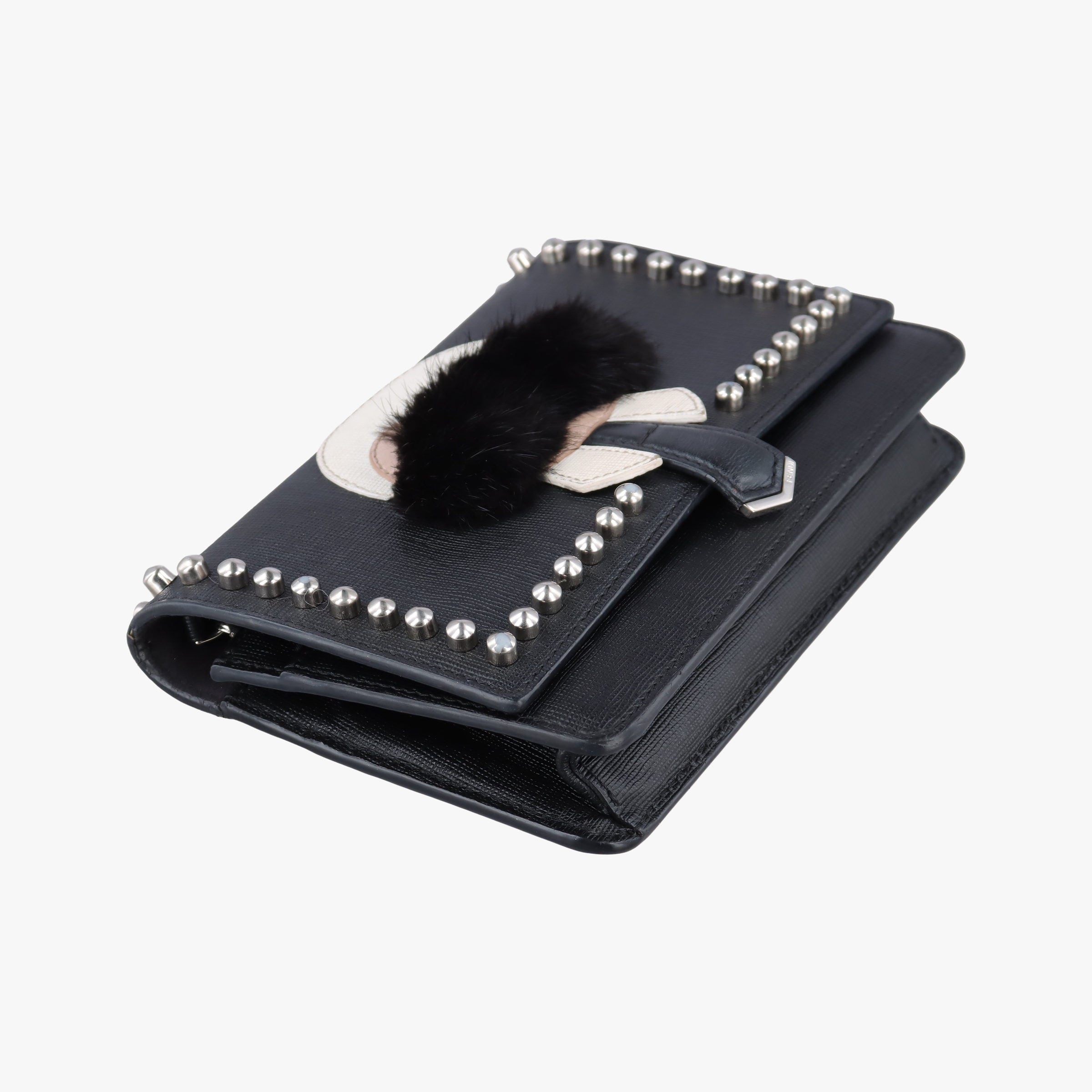 Secondhand Fendi Karlito Lagerfeld Studded Black Leather 8M0346 shoulderbag | stylenewstar