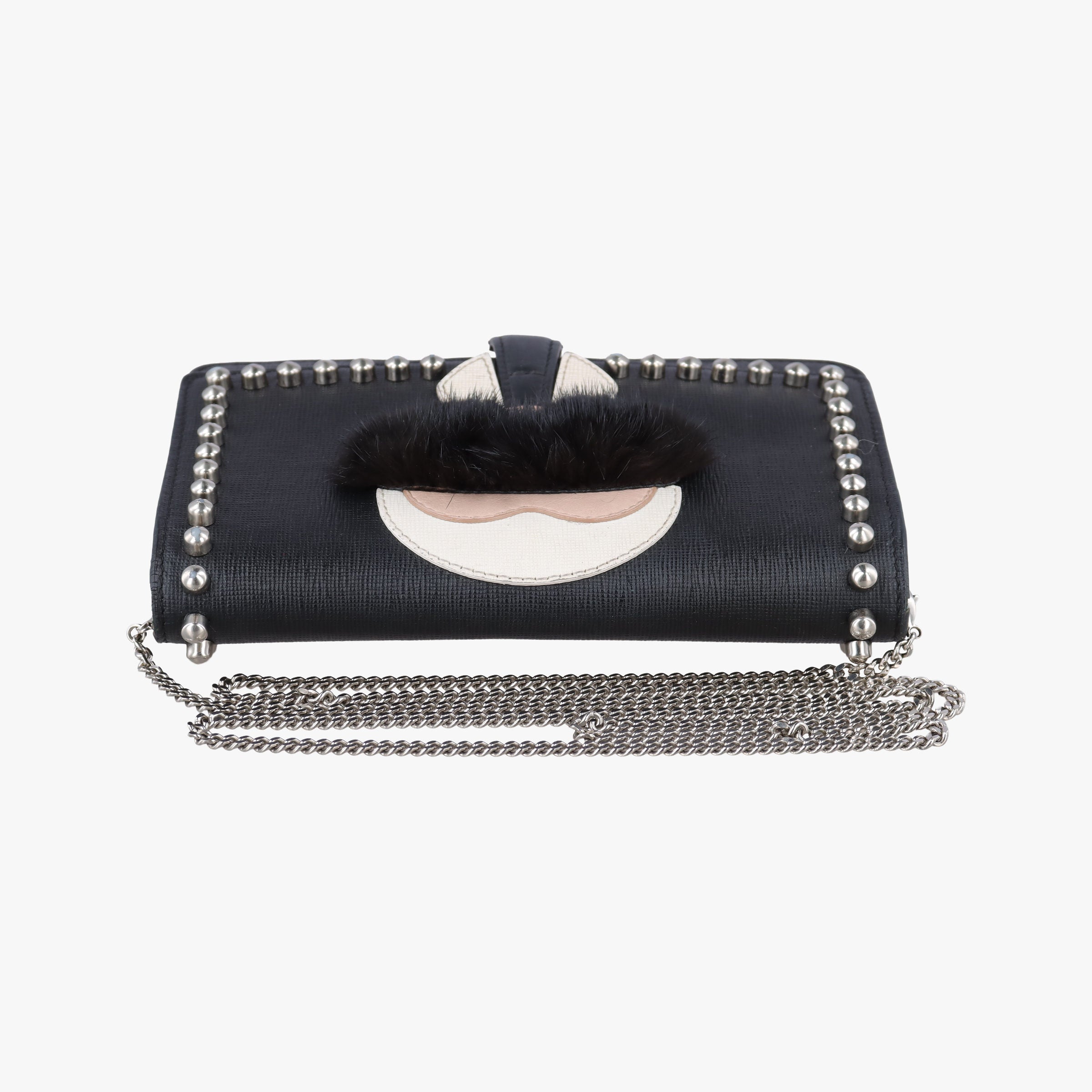 Secondhand Fendi Karlito Lagerfeld Studded Black Leather 8M0346 shoulderbag | stylenewstar