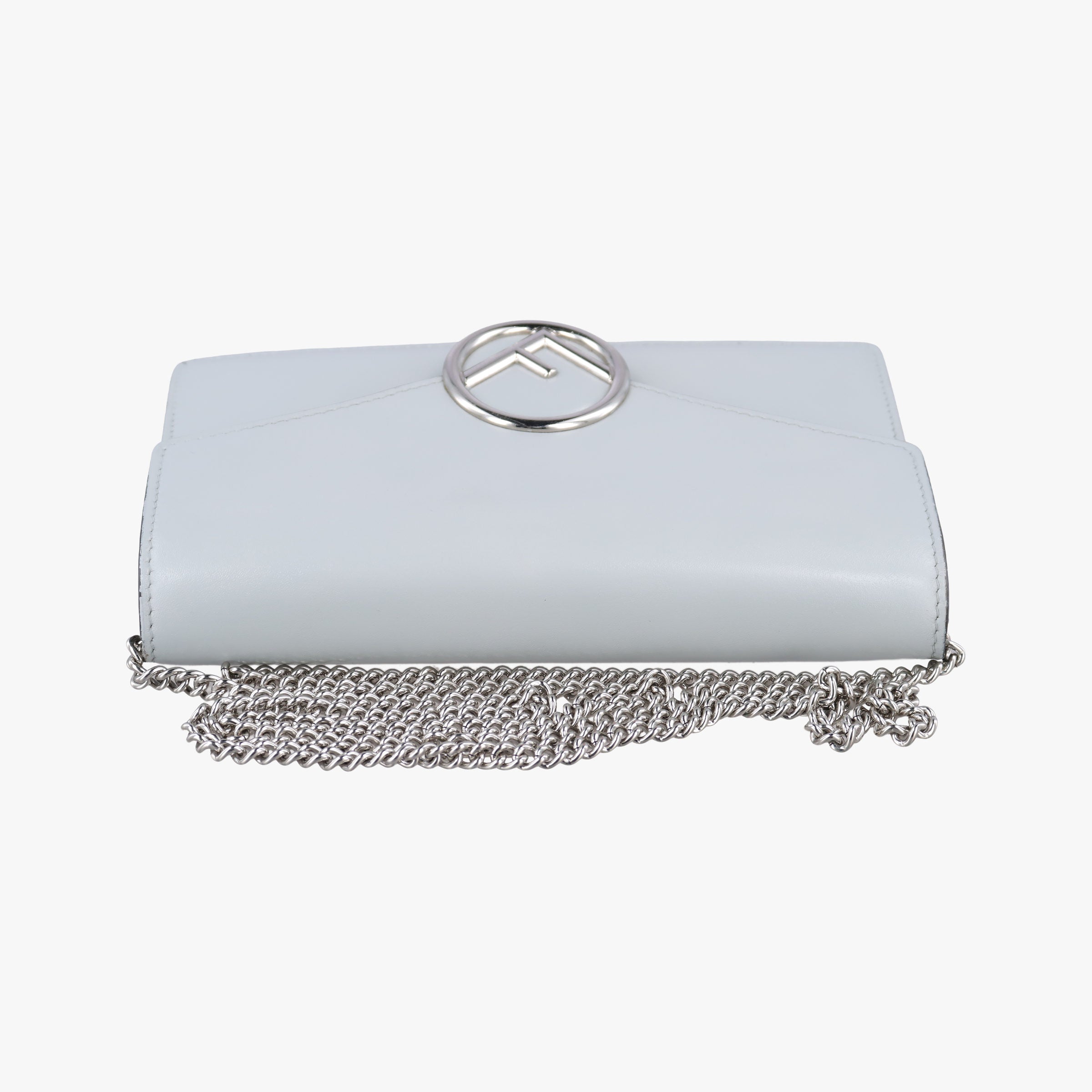 Pre-owned Fendi F is Envelope Grey Leather 8BS006 shoulderbag | stylenewstar