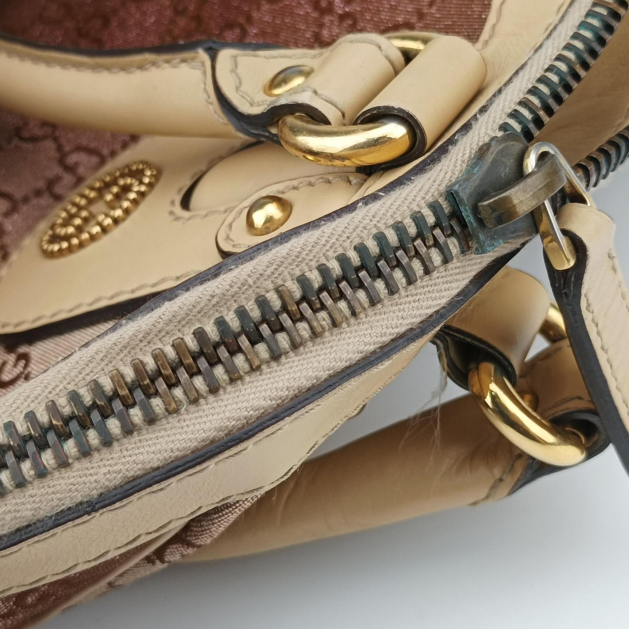 Vintage Gucci Scarlett Beige × Brownish Red canvas×leather 282299 handbag | stylenewstar