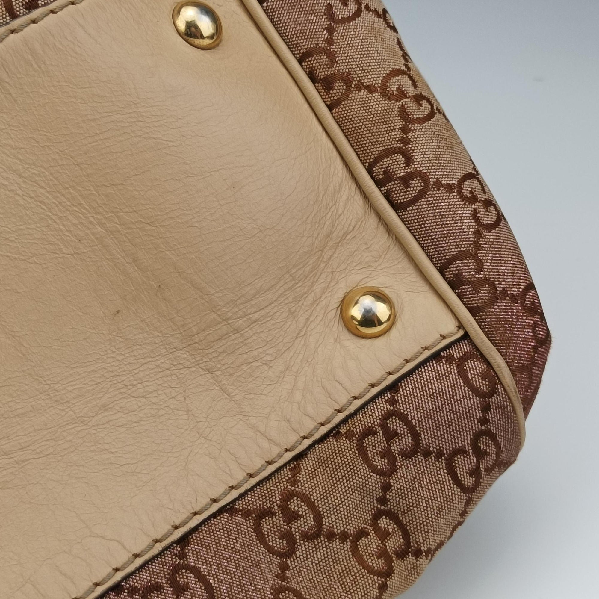 Vintage Gucci Scarlett Beige × Brownish Red canvas×leather 282299 handbag | stylenewstar