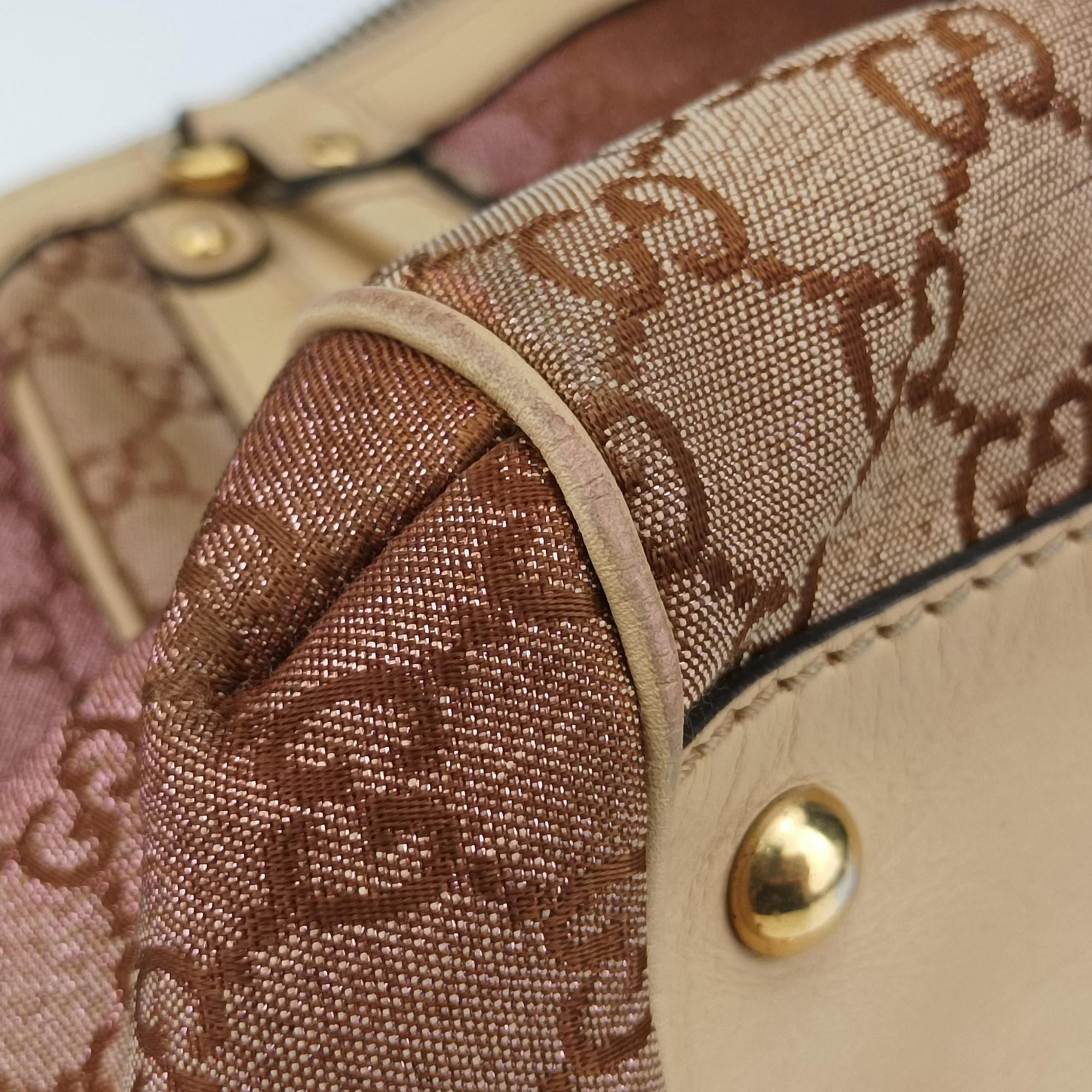 Vintage Gucci Scarlett Beige × Brownish Red canvas×leather 282299 handbag | stylenewstar