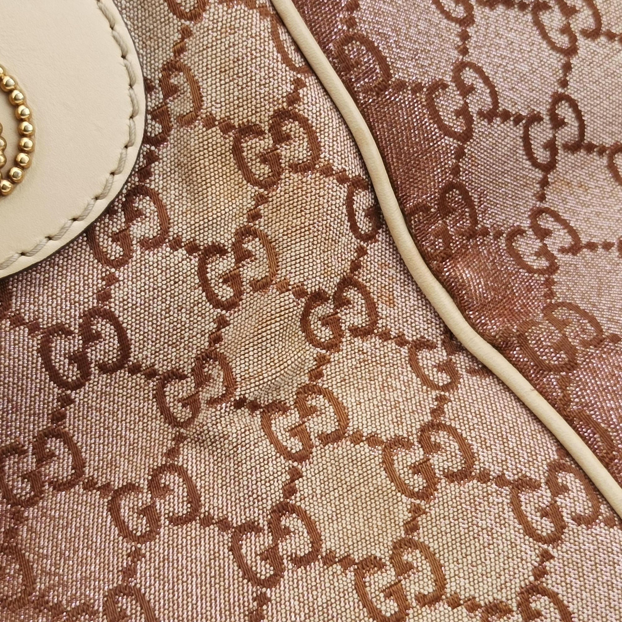 Vintage Gucci Scarlett Beige × Brownish Red canvas×leather 282299 handbag | stylenewstar