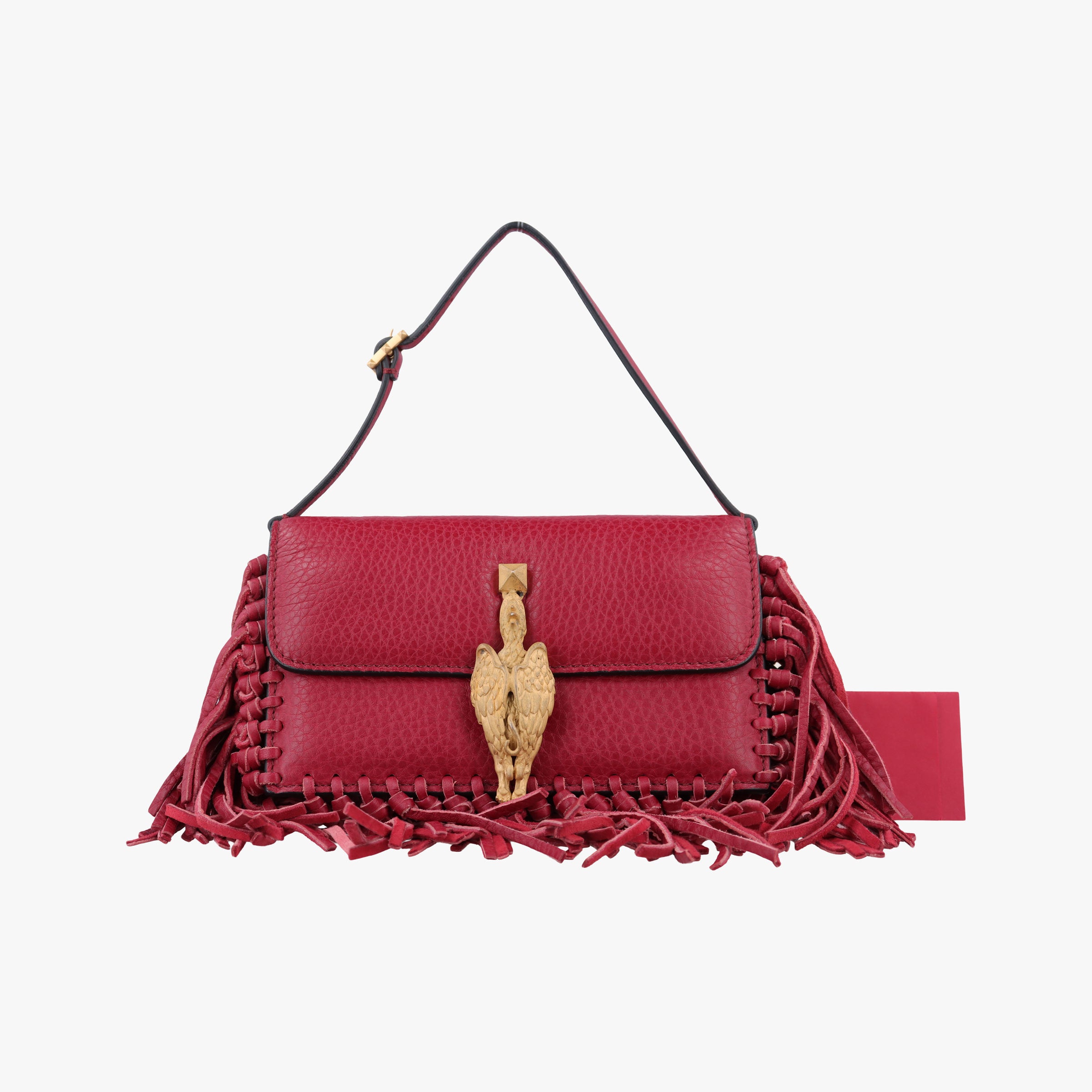 Vintage Valentino Griffin Fringe Red Leather  handbag | stylenewstar