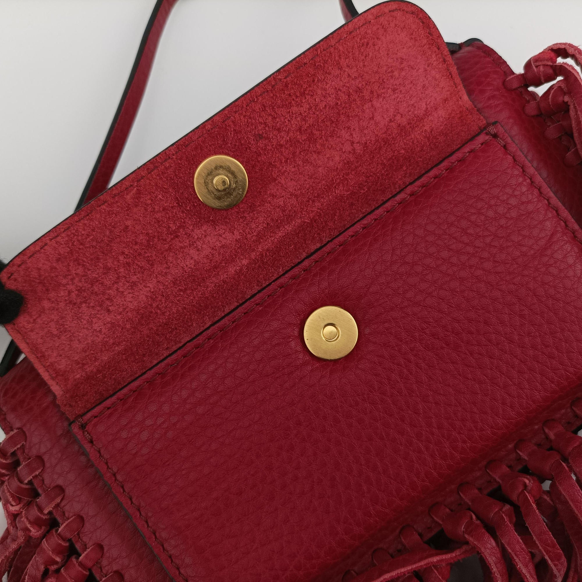 Vintage Valentino Griffin Fringe Red Leather  handbag | stylenewstar