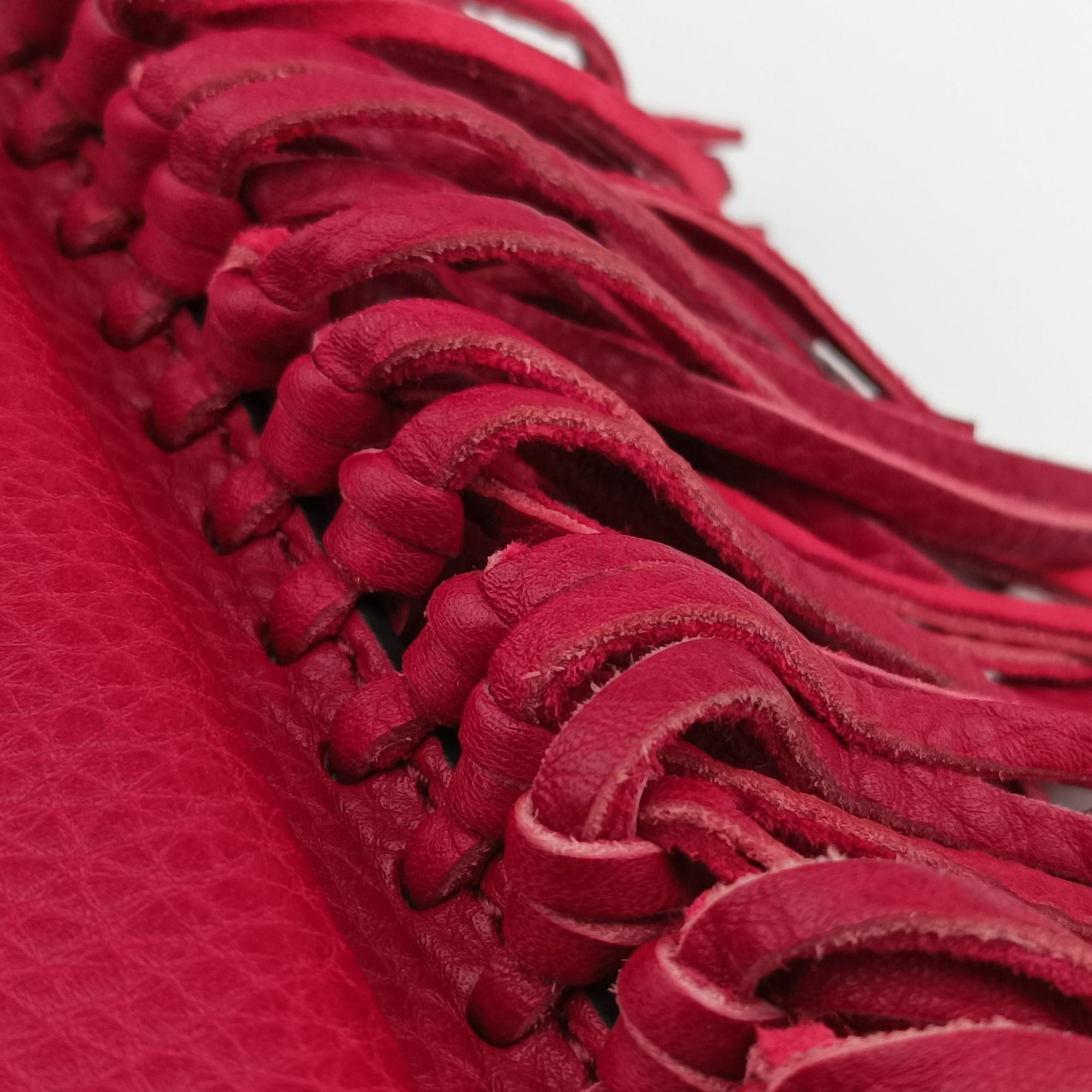 Vintage Valentino Griffin Fringe Red Leather  handbag | stylenewstar