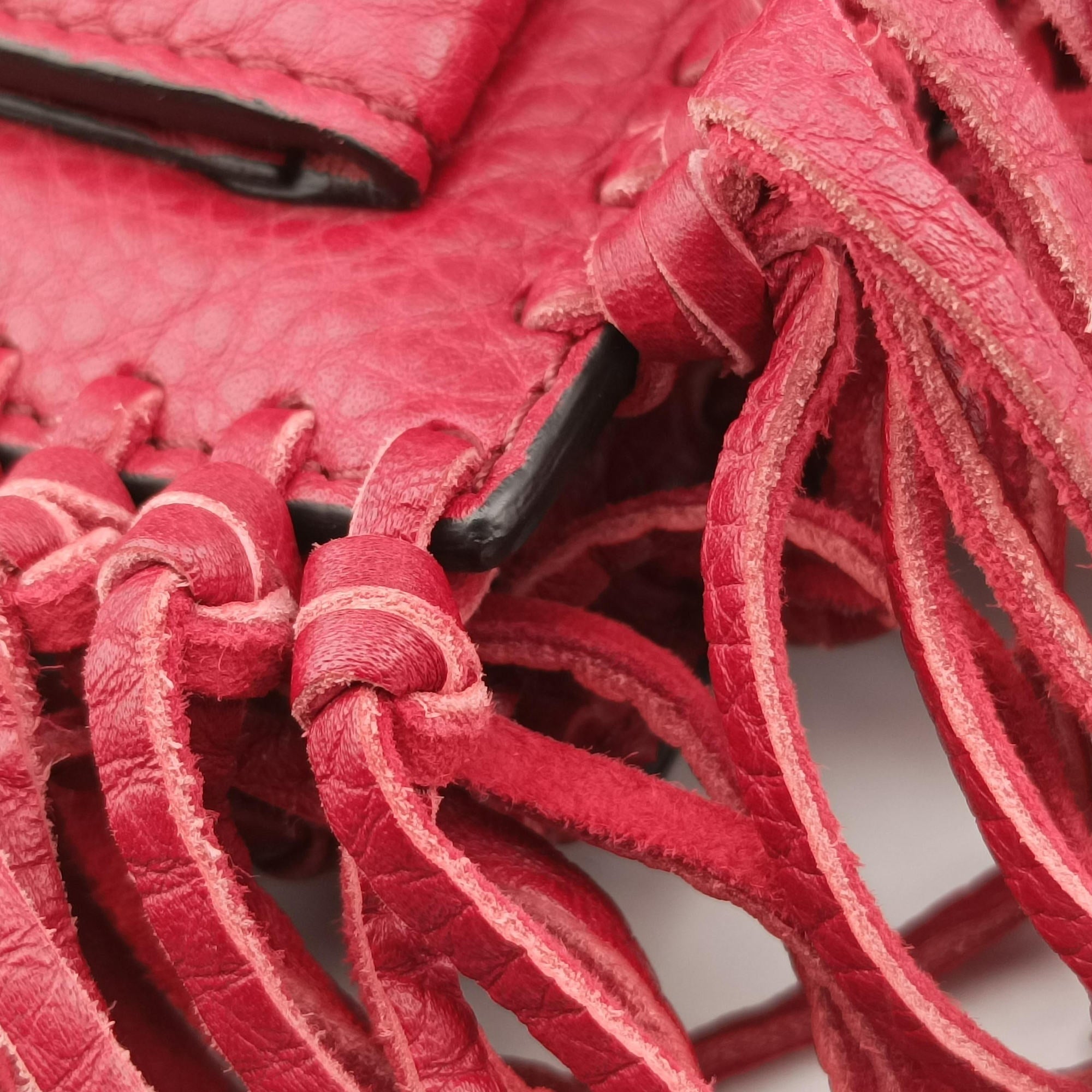 Vintage Valentino Griffin Fringe Red Leather  handbag | stylenewstar