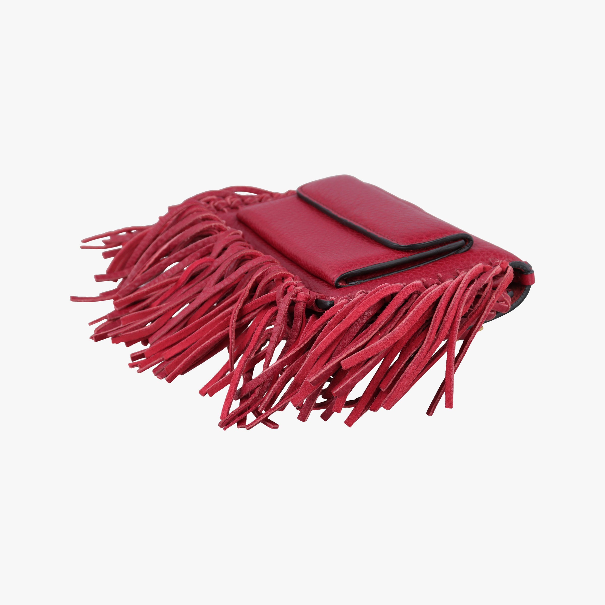 Vintage Valentino Griffin Fringe Red Leather  handbag | stylenewstar