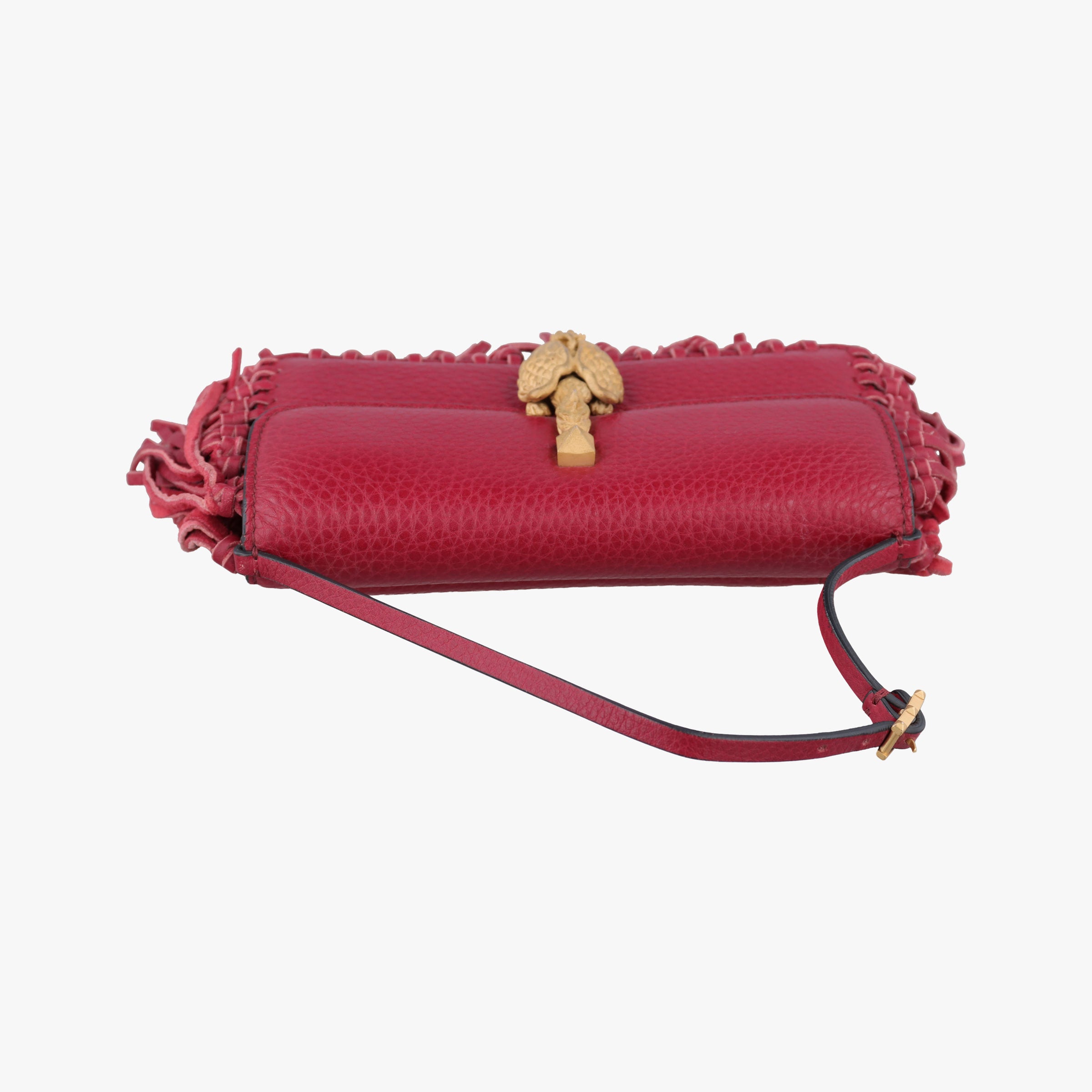 Vintage Valentino Griffin Fringe Red Leather  handbag | stylenewstar