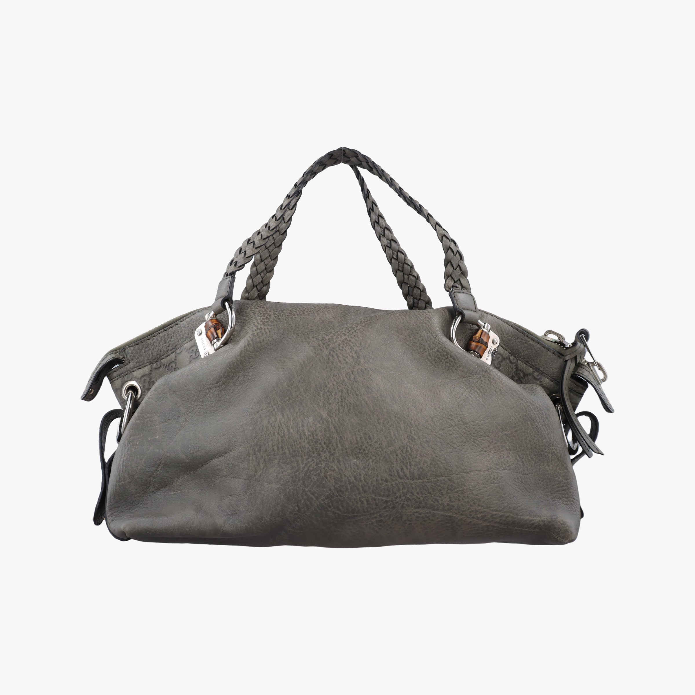 Pre-owned Gucci Bamboo Bar Grey Leather 232959 handbag | stylenewstar