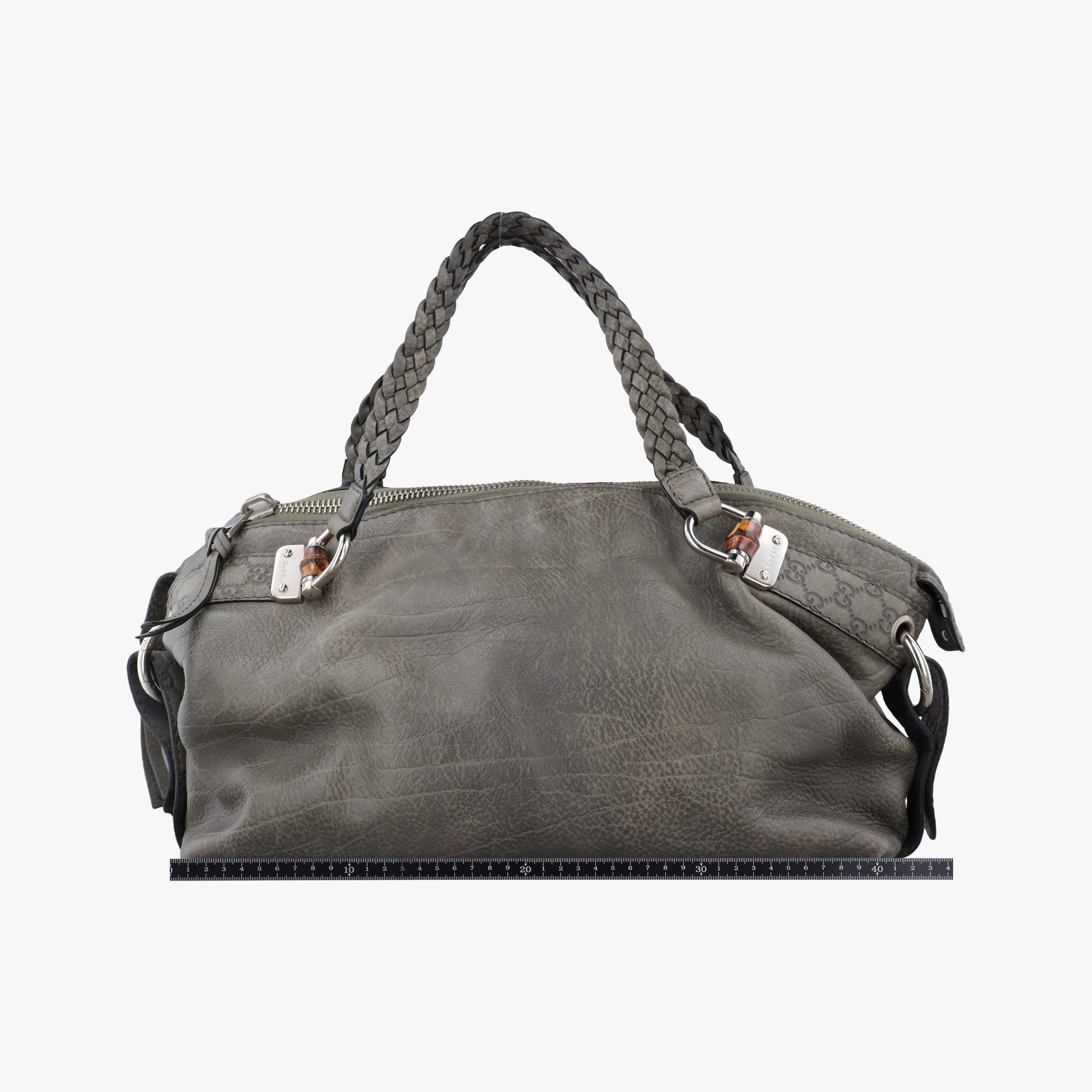 Pre-owned Gucci Bamboo Bar Grey Leather 232959 handbag | stylenewstar