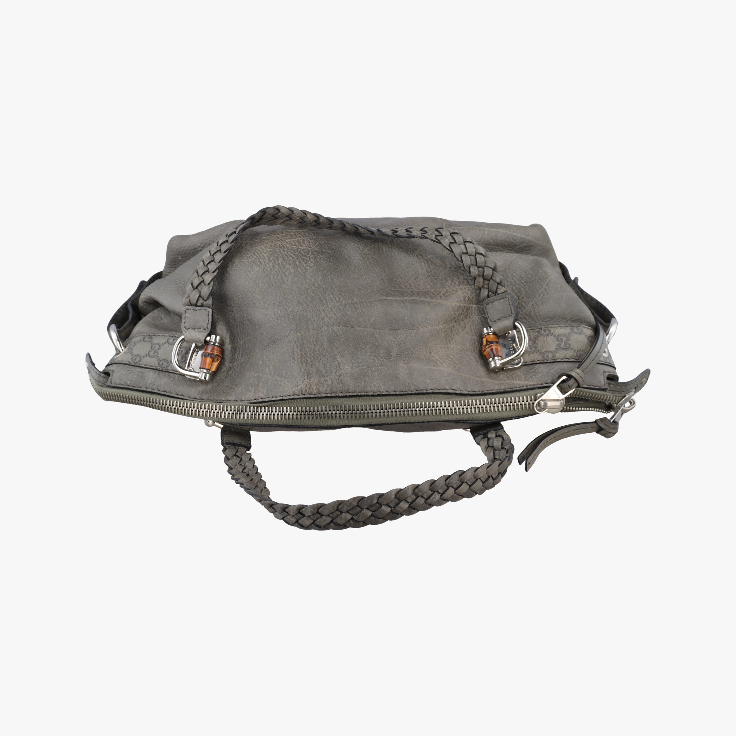 Pre-owned Gucci Bamboo Bar Grey Leather 232959 handbag | stylenewstar