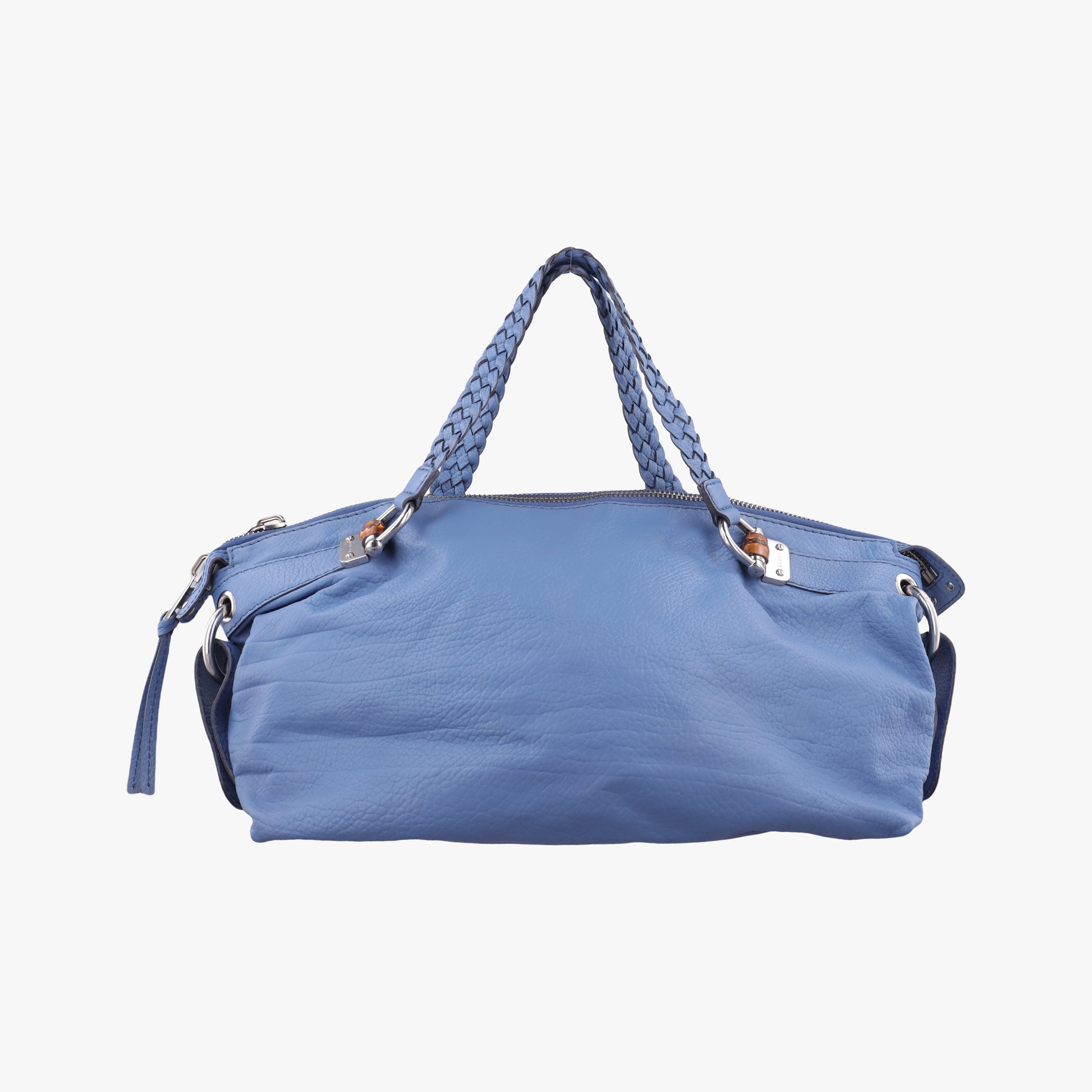 Pre-owned Gucci Bamboo Bar Blue Leather 232959 handbag | stylenewstar