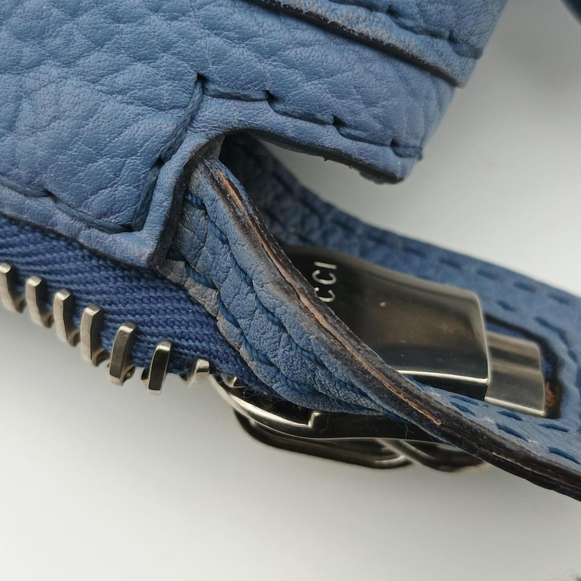 Pre-owned Gucci Bamboo Bar Blue Leather 232959 handbag | stylenewstar