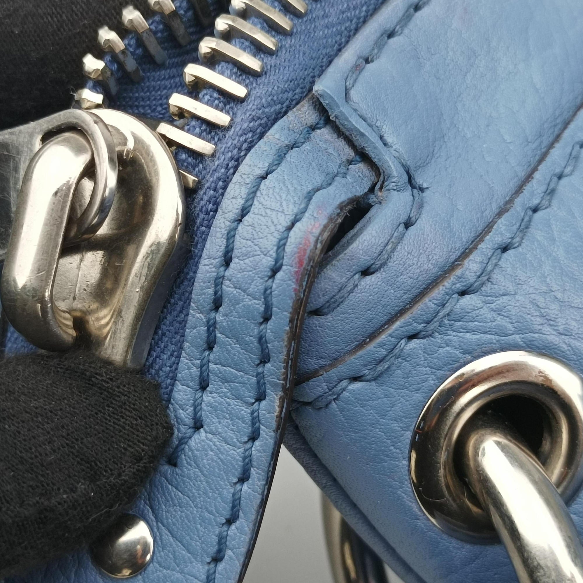 Pre-owned Gucci Bamboo Bar Blue Leather 232959 handbag | stylenewstar