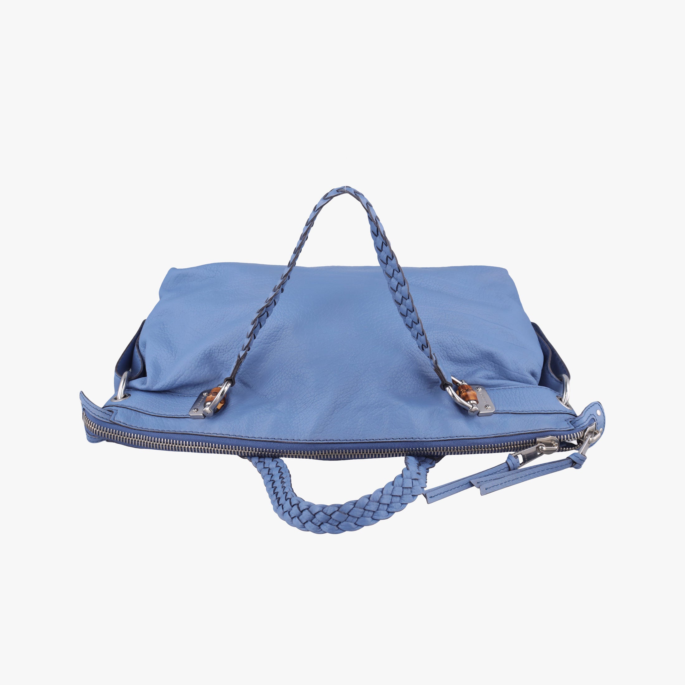 Pre-owned Gucci Bamboo Bar Blue Leather 232959 handbag | stylenewstar