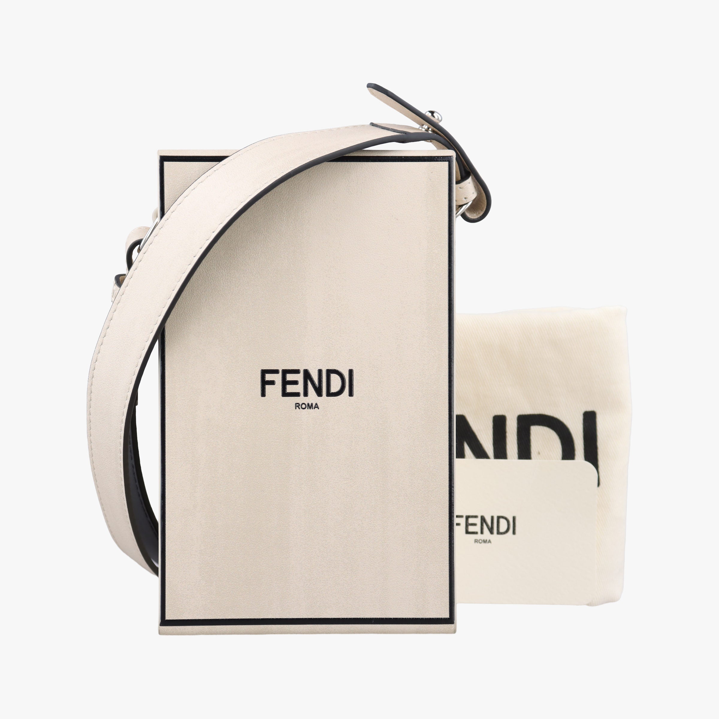 Pre-owned Fendi Vertical Box White Leather 7VA519 shoulderbag | stylenewstar