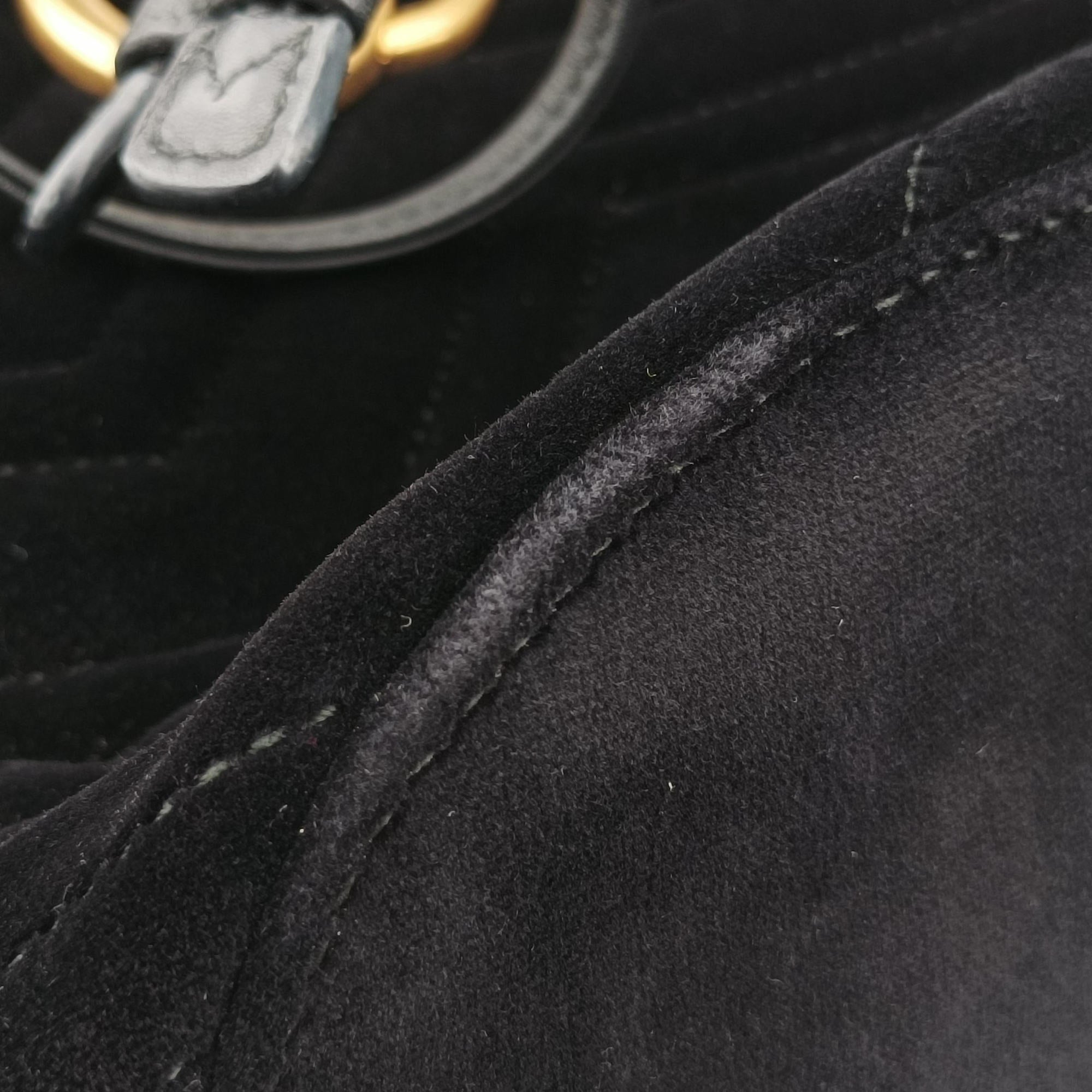 Vintage Gucci GG Marmont Black velour 525081 shoulderbag | stylenewstar