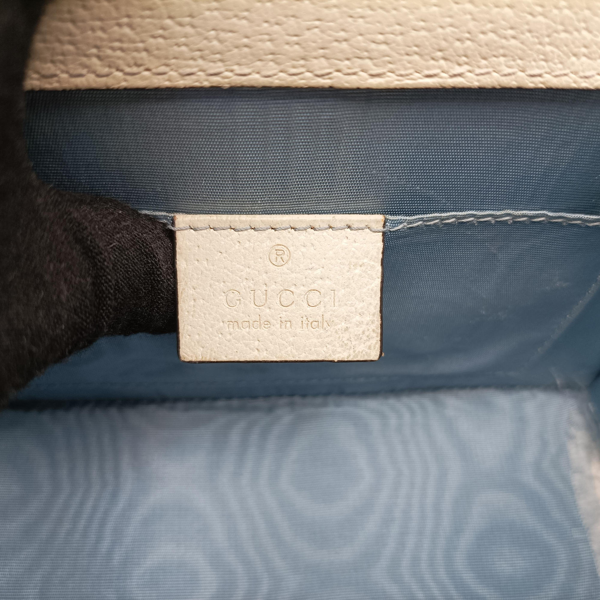 Pre-owned Gucci Sylvie Ivory×navy×red Leather 470270 shoulderbag | stylenewstar