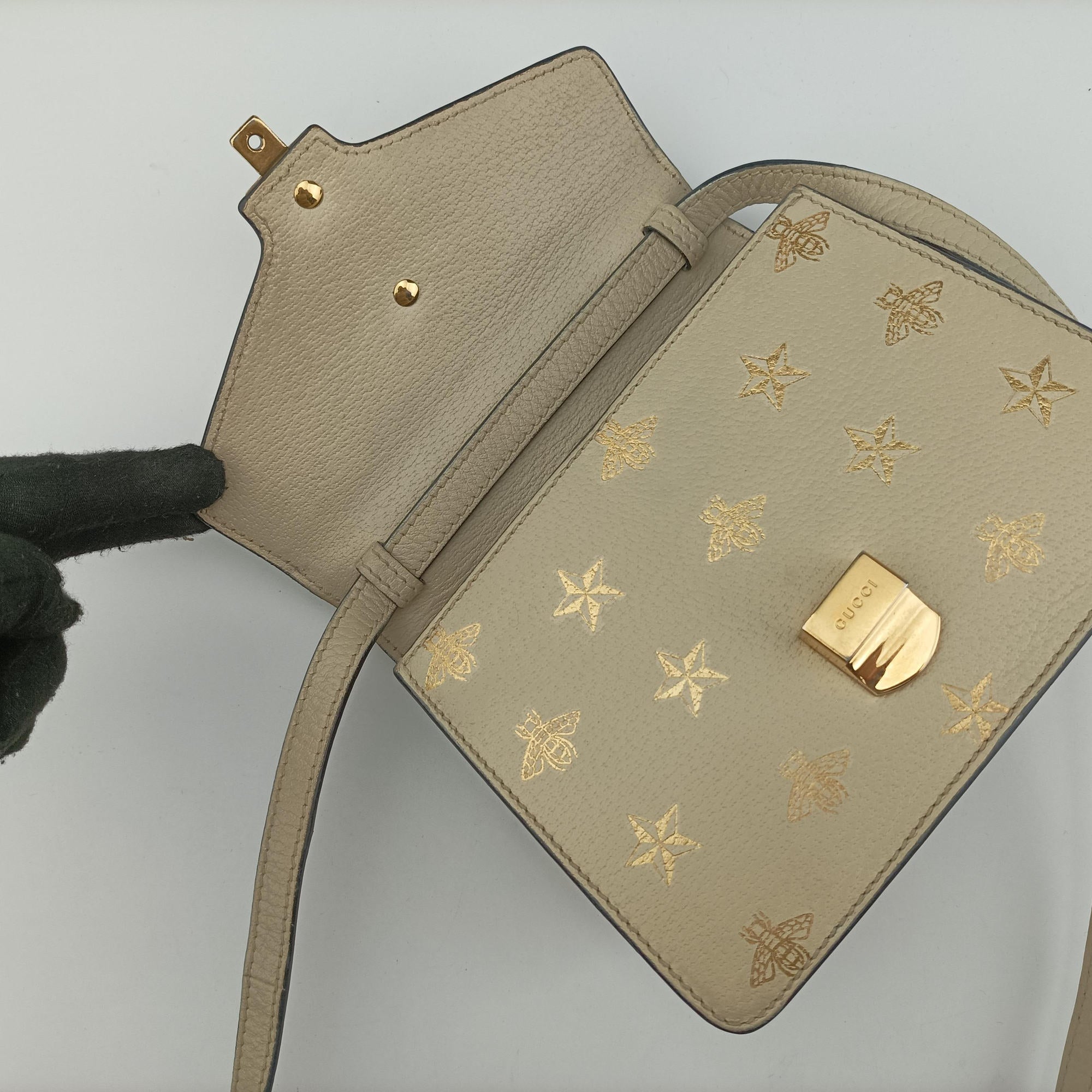 Pre-owned Gucci Sylvie Ivory×navy×red Leather 470270 shoulderbag | stylenewstar