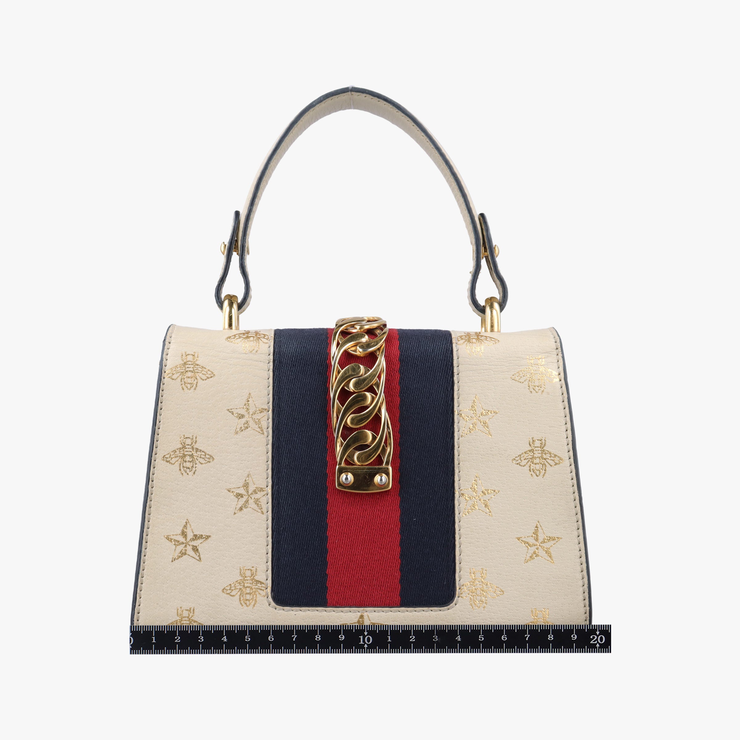 Pre-owned Gucci Sylvie Ivory×navy×red Leather 470270 shoulderbag | stylenewstar