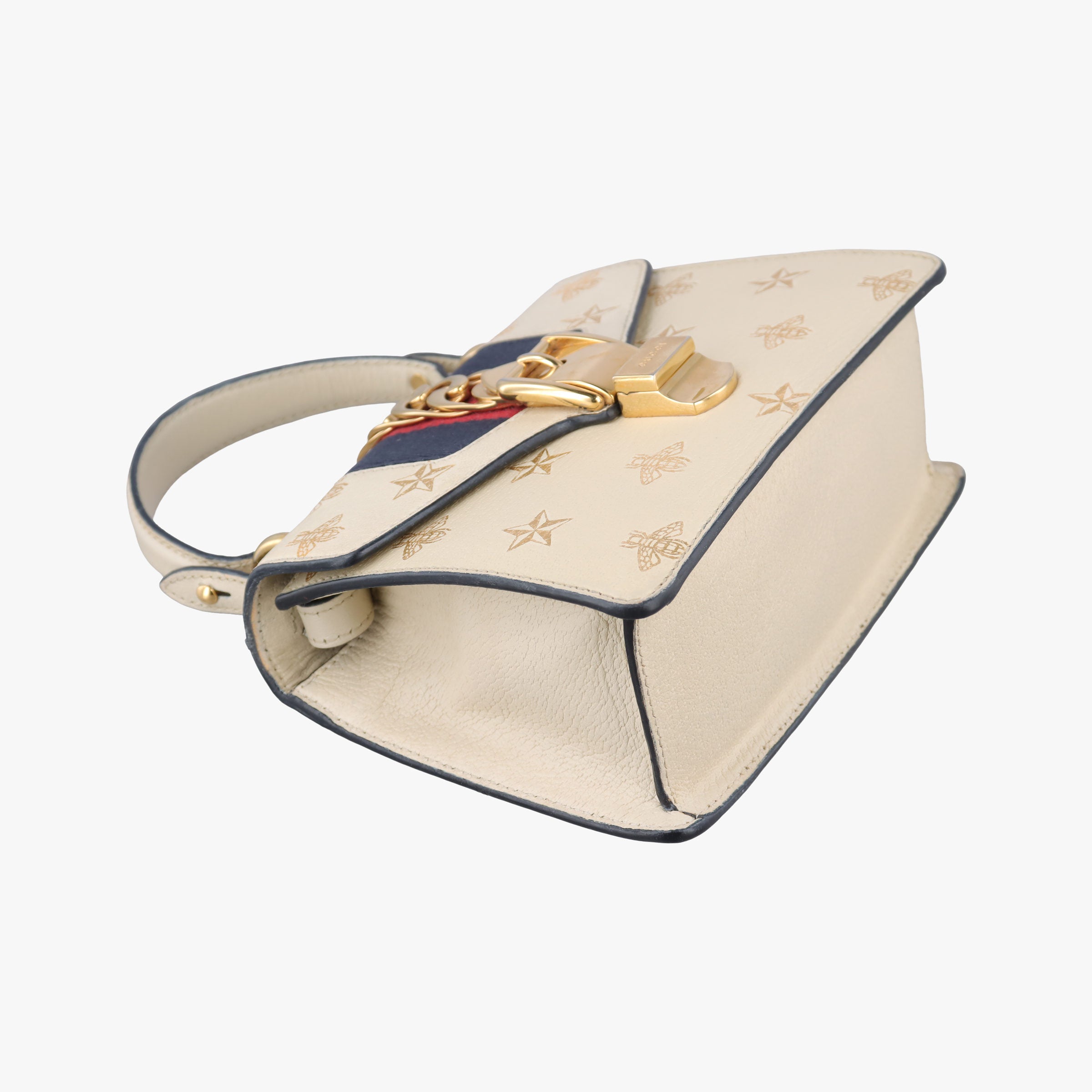 Pre-owned Gucci Sylvie Ivory×navy×red Leather 470270 shoulderbag | stylenewstar