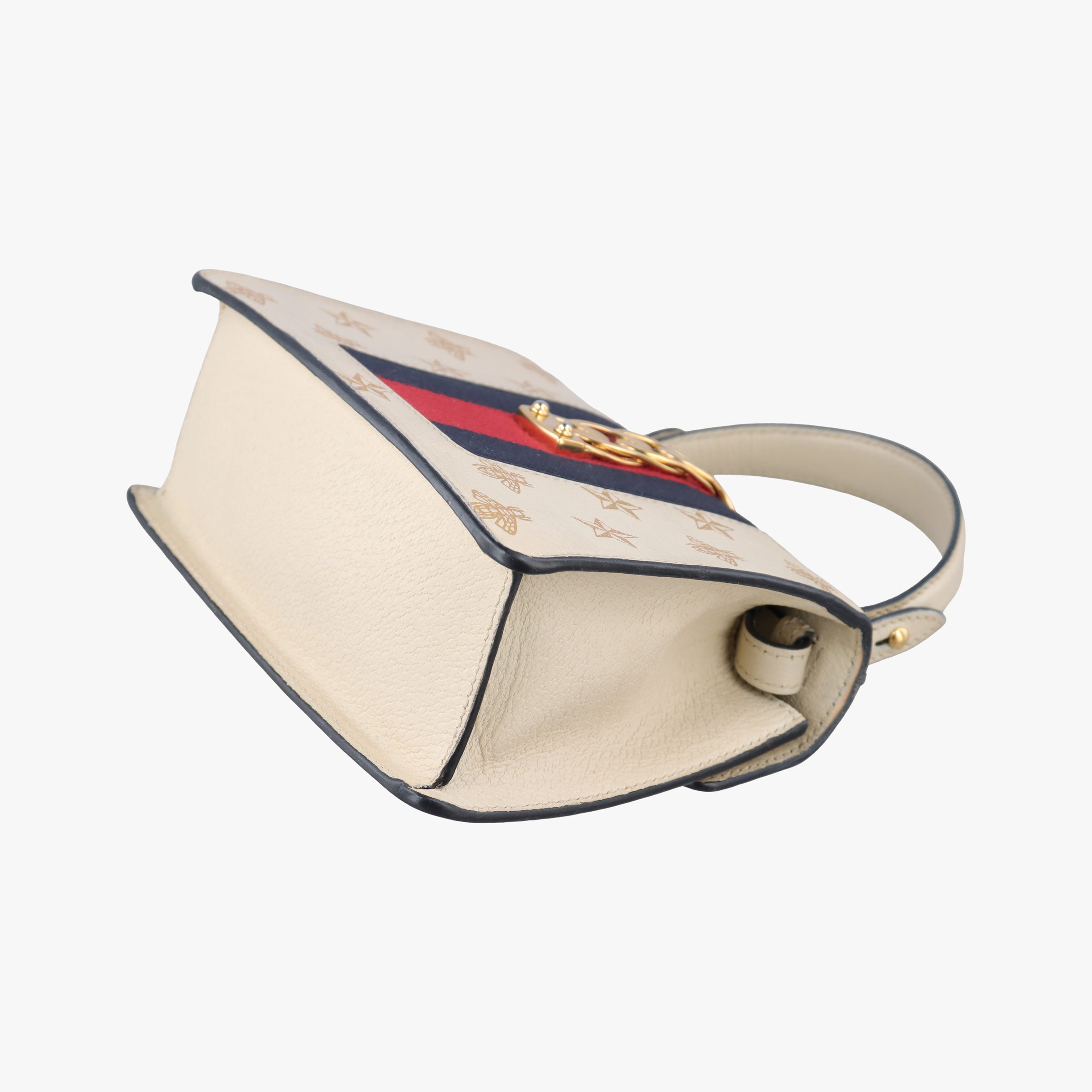 Pre-owned Gucci Sylvie Ivory×navy×red Leather 470270 shoulderbag | stylenewstar