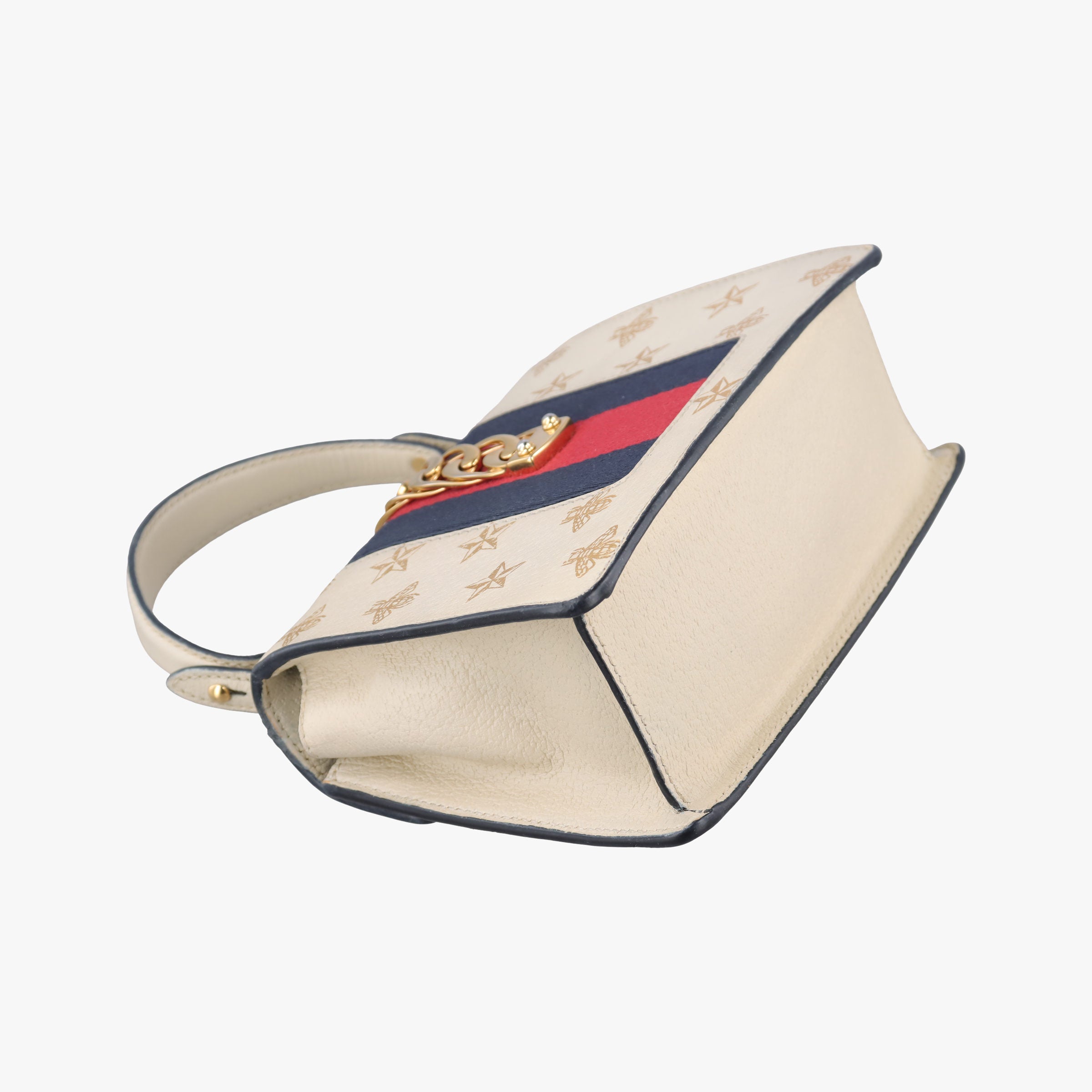 Pre-owned Gucci Sylvie Ivory×navy×red Leather 470270 shoulderbag | stylenewstar