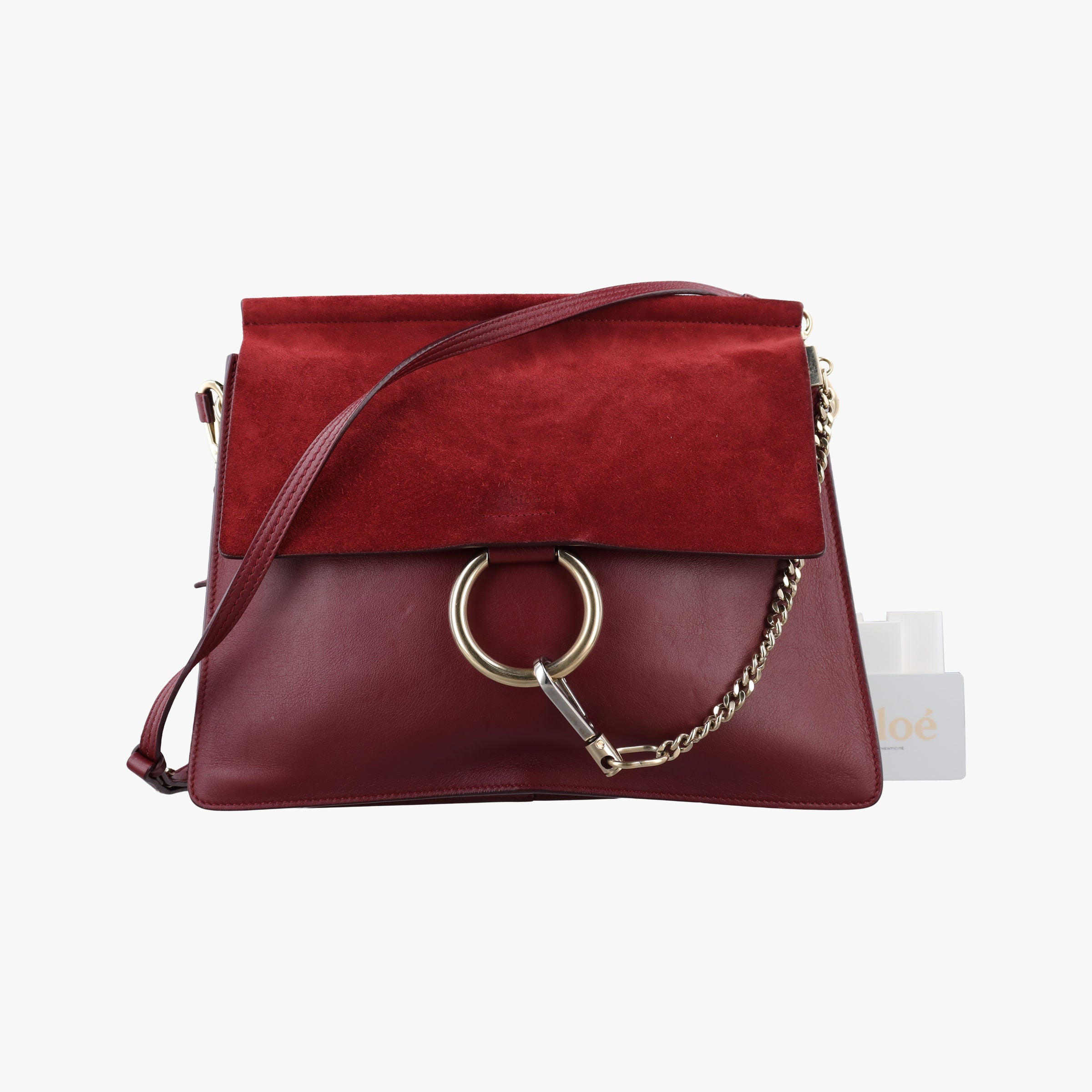 Secondhand Chloe FAYE Burgundy Suede × leather  shoulderbag | stylenewstar