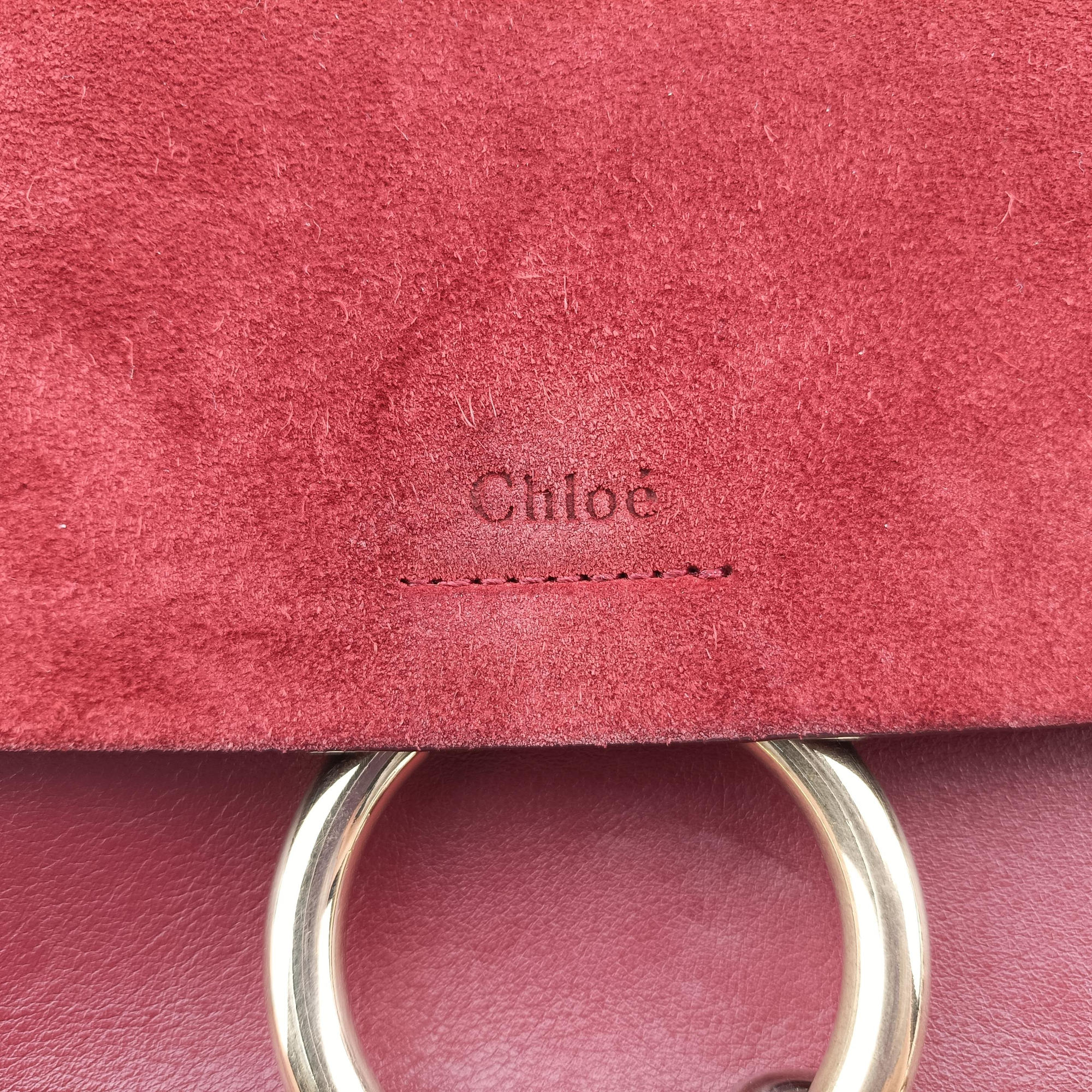 Secondhand Chloe FAYE Burgundy Suede × leather  shoulderbag | stylenewstar