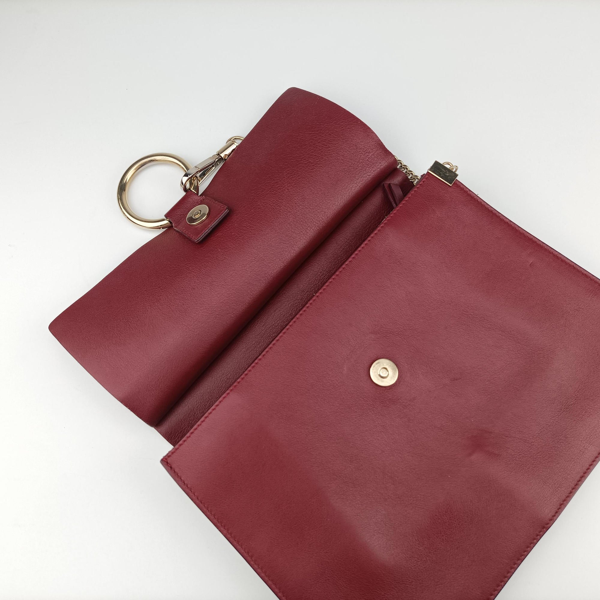 Secondhand Chloe FAYE Burgundy Suede × leather  shoulderbag | stylenewstar