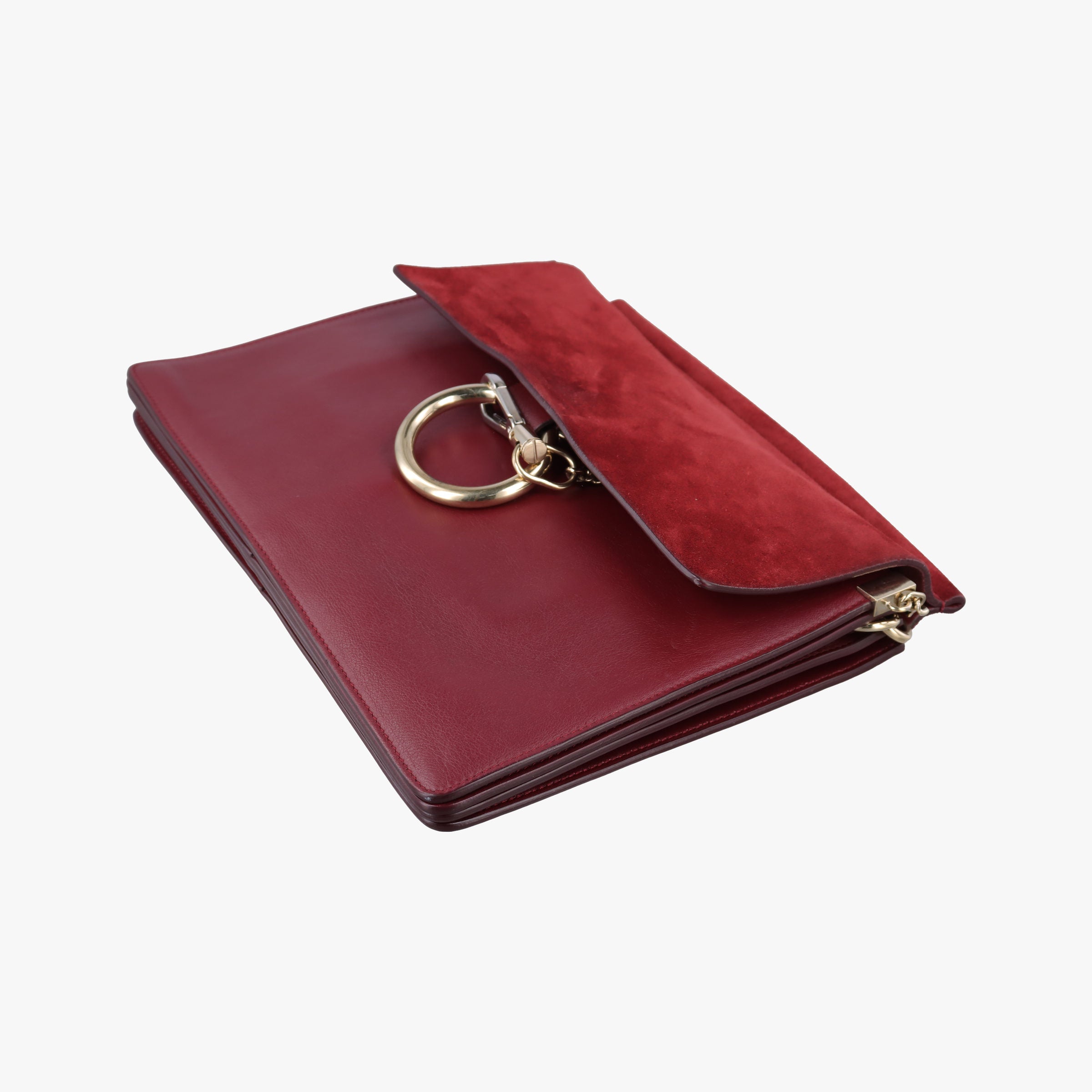 Secondhand Chloe FAYE Burgundy Suede × leather  shoulderbag | stylenewstar