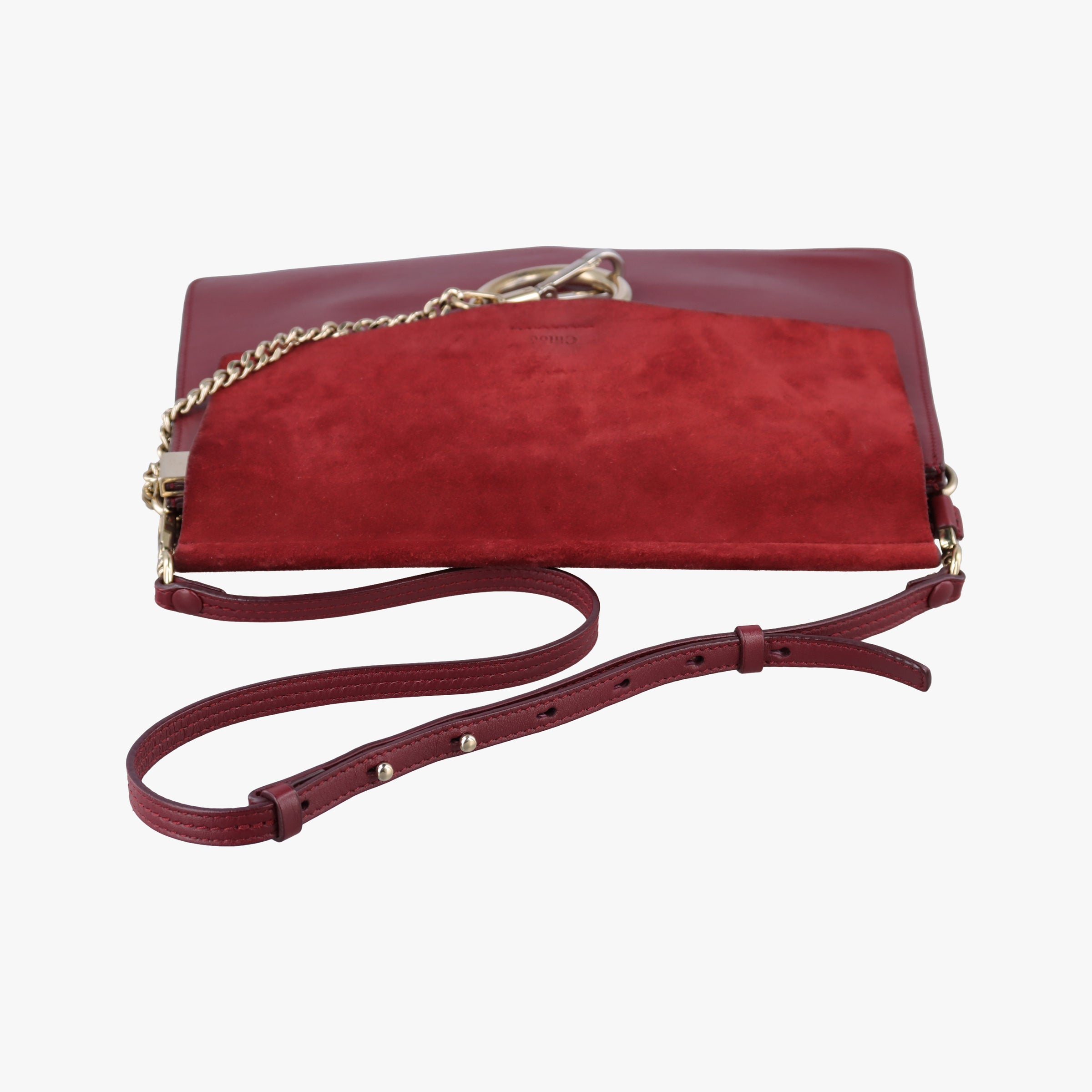 Secondhand Chloe FAYE Burgundy Suede × leather  shoulderbag | stylenewstar