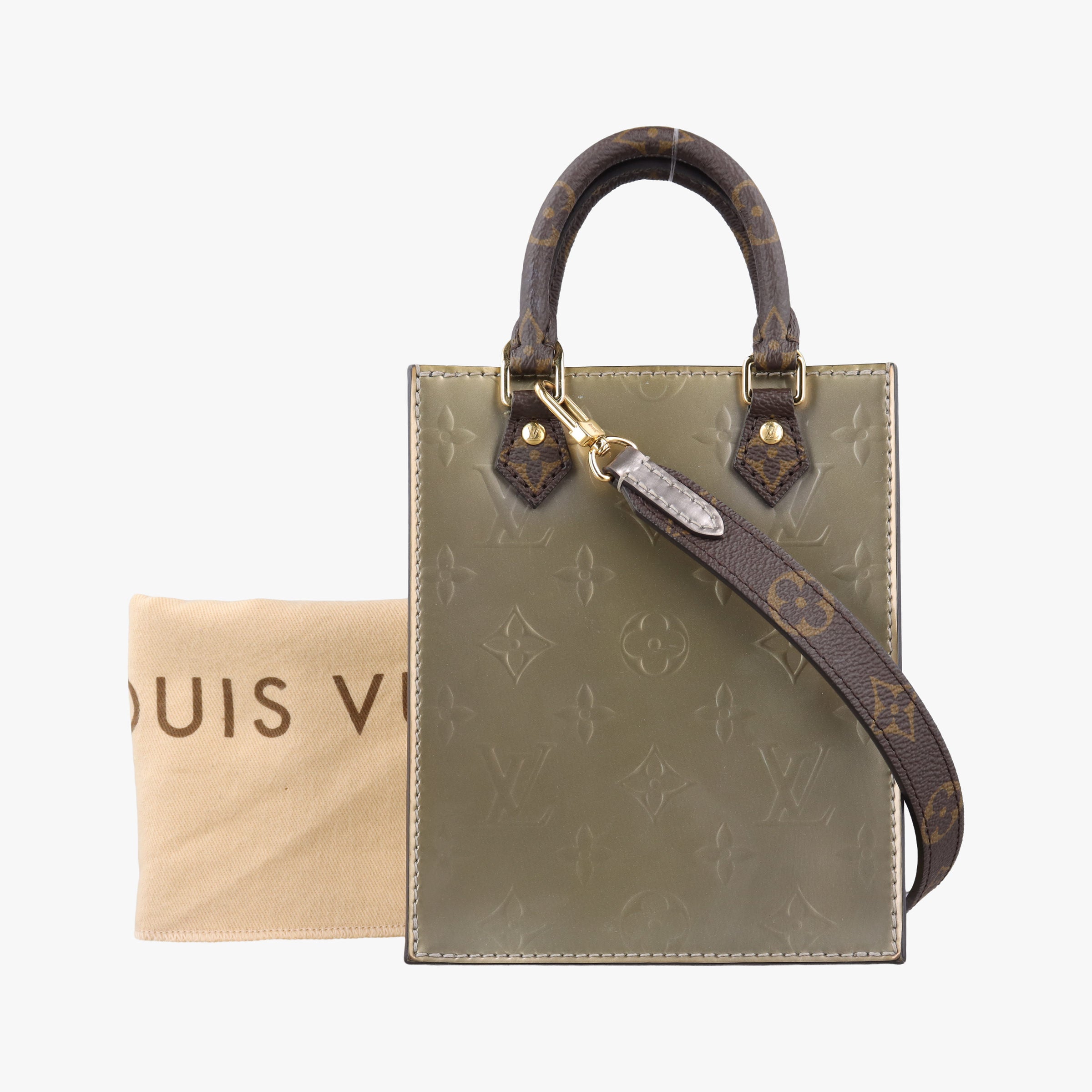 Pre-owned Louis Vuitton PETIT SAC PLAT Taupe Vernis M90564 shoulderbag | stylenewstar