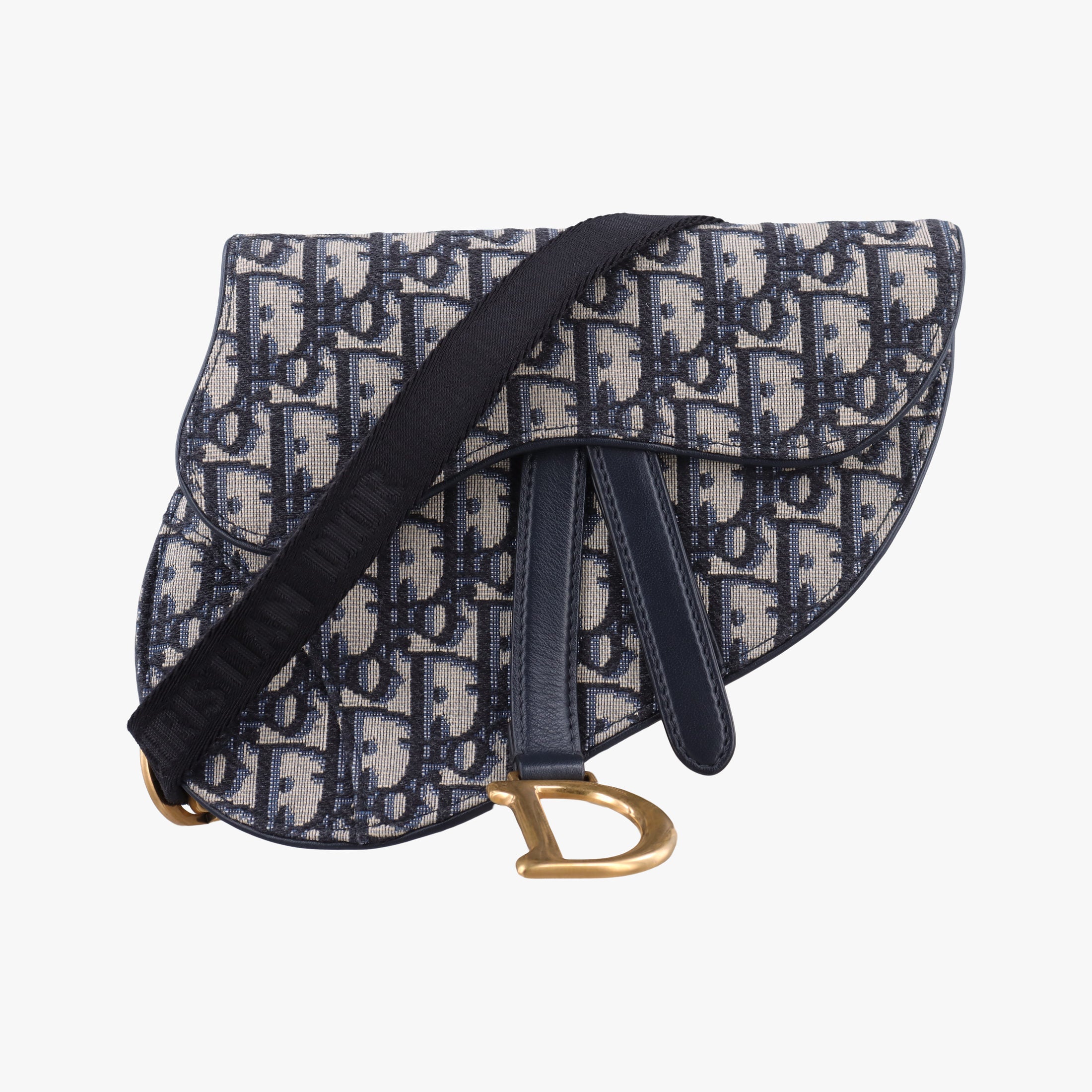 Pre-owned Christian Dior Saddle Navy Jacquard×Leather  bum bag/waist bag | stylenewstar