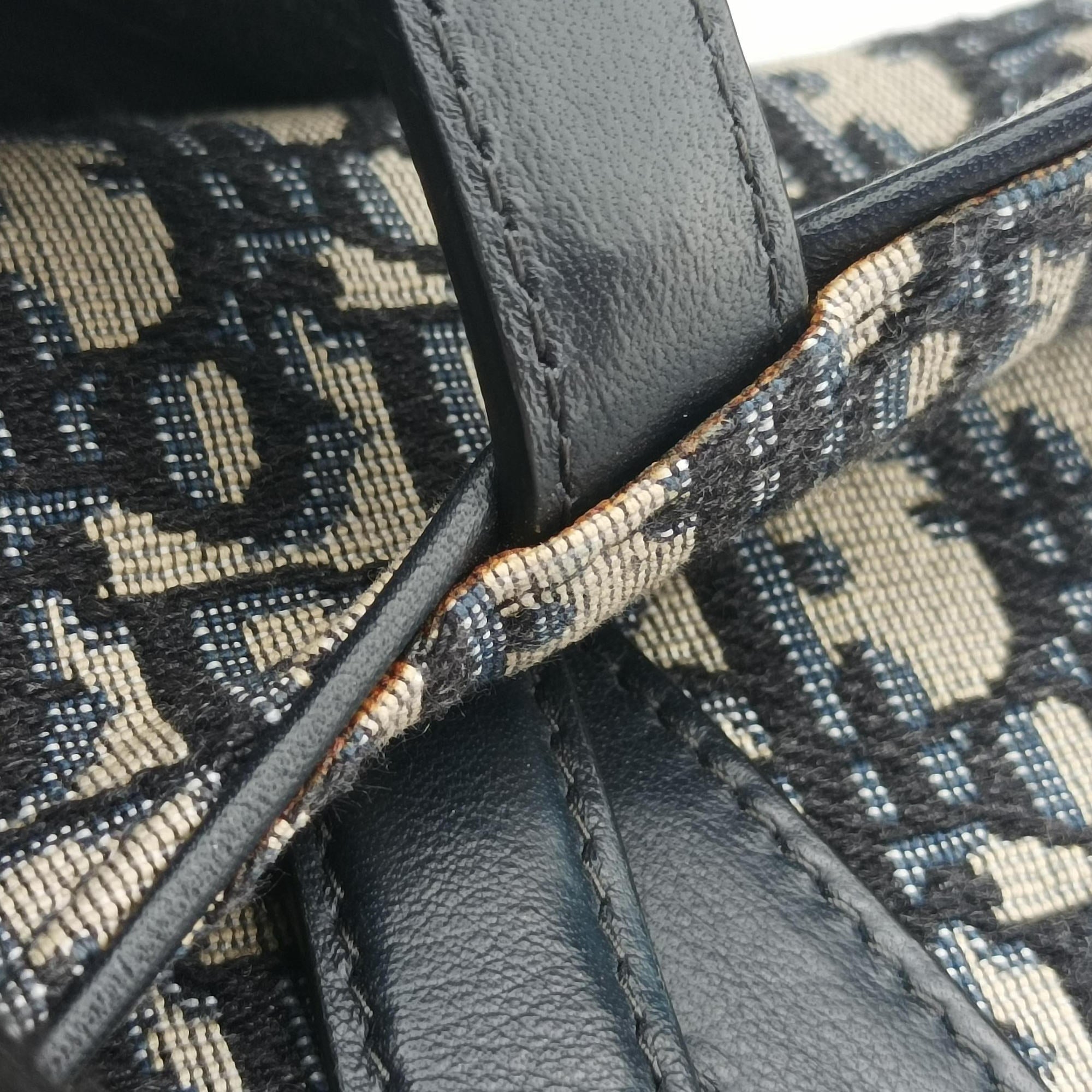 Pre-owned Christian Dior Saddle Navy Jacquard×Leather  bum bag/waist bag | stylenewstar