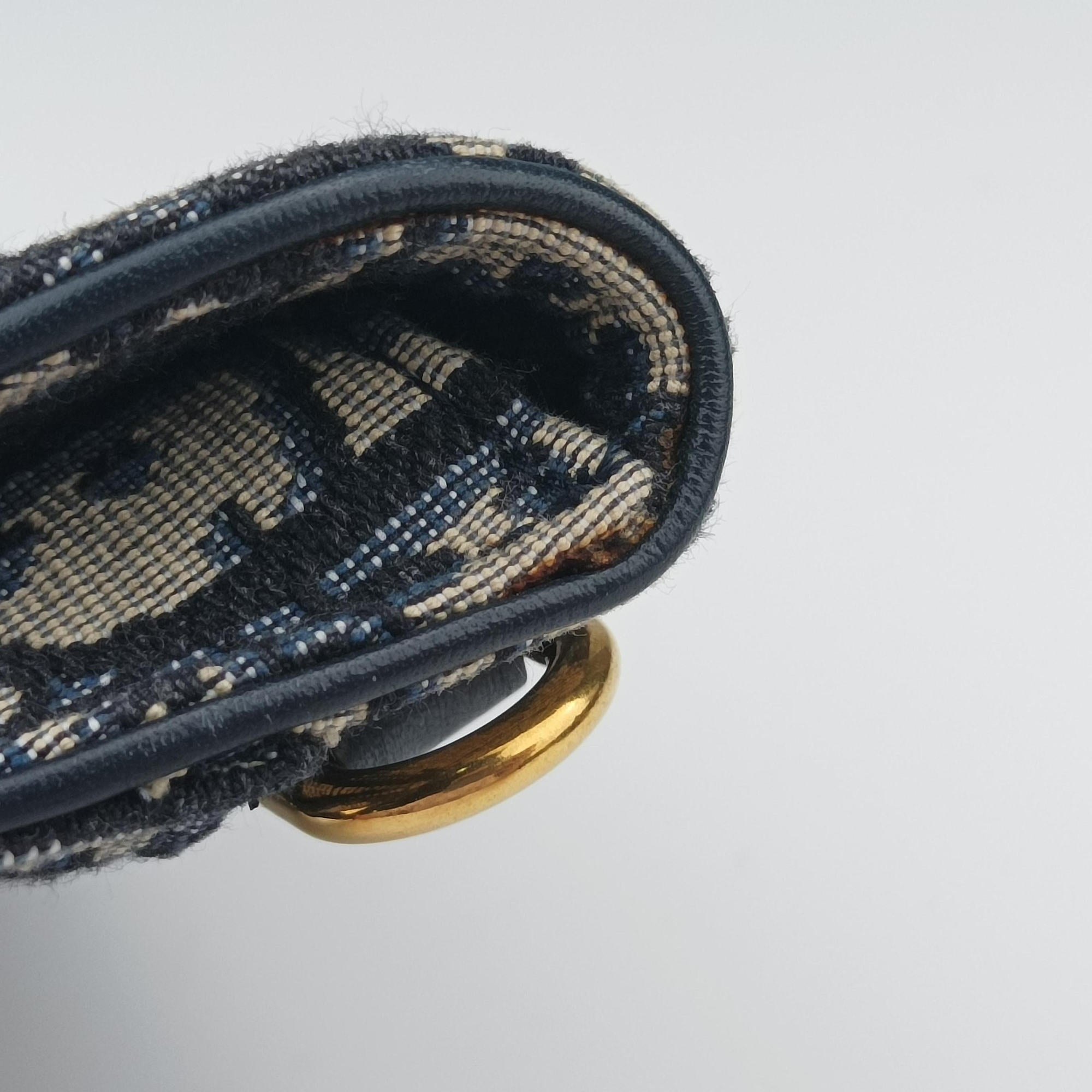 Pre-owned Christian Dior Saddle Navy Jacquard×Leather  bum bag/waist bag | stylenewstar