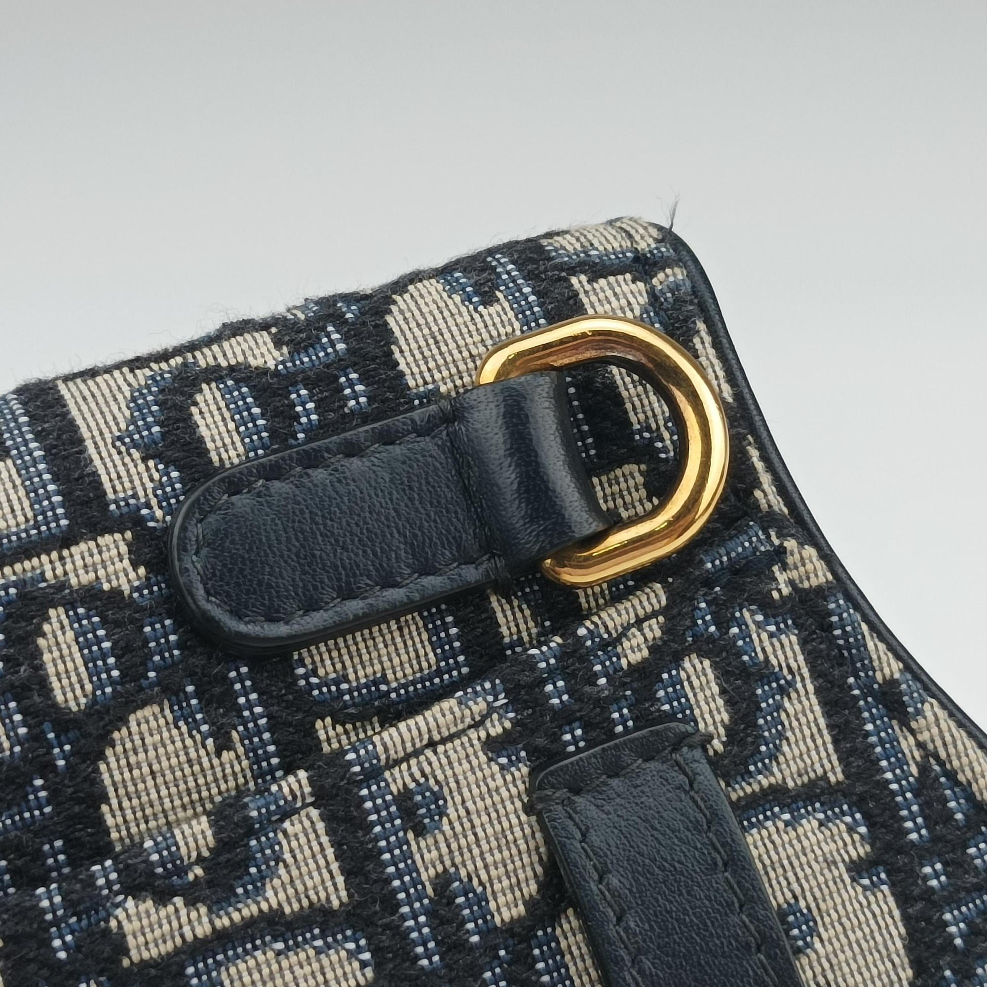 Pre-owned Christian Dior Saddle Navy Jacquard×Leather  bum bag/waist bag | stylenewstar