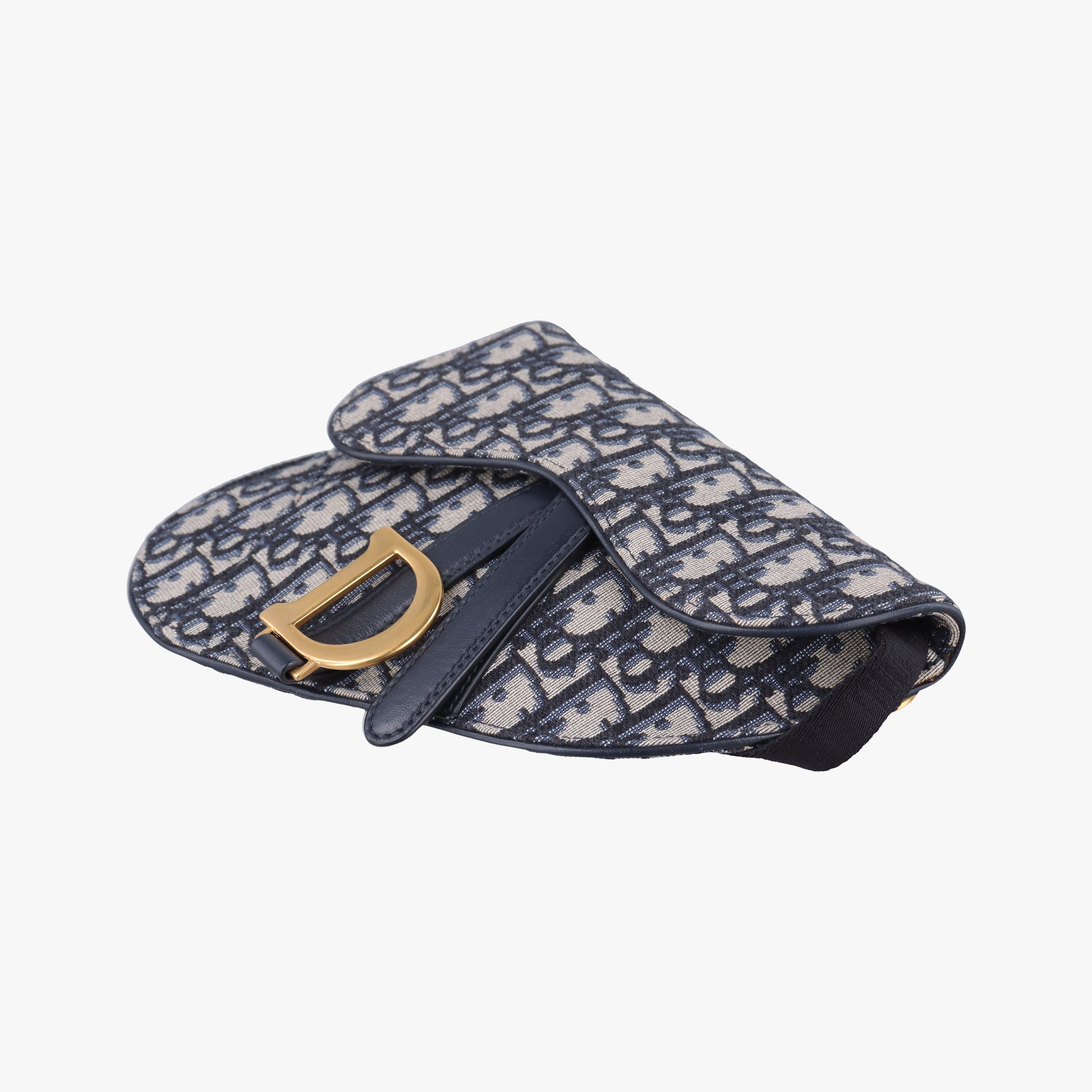 Pre-owned Christian Dior Saddle Navy Jacquard×Leather  bum bag/waist bag | stylenewstar