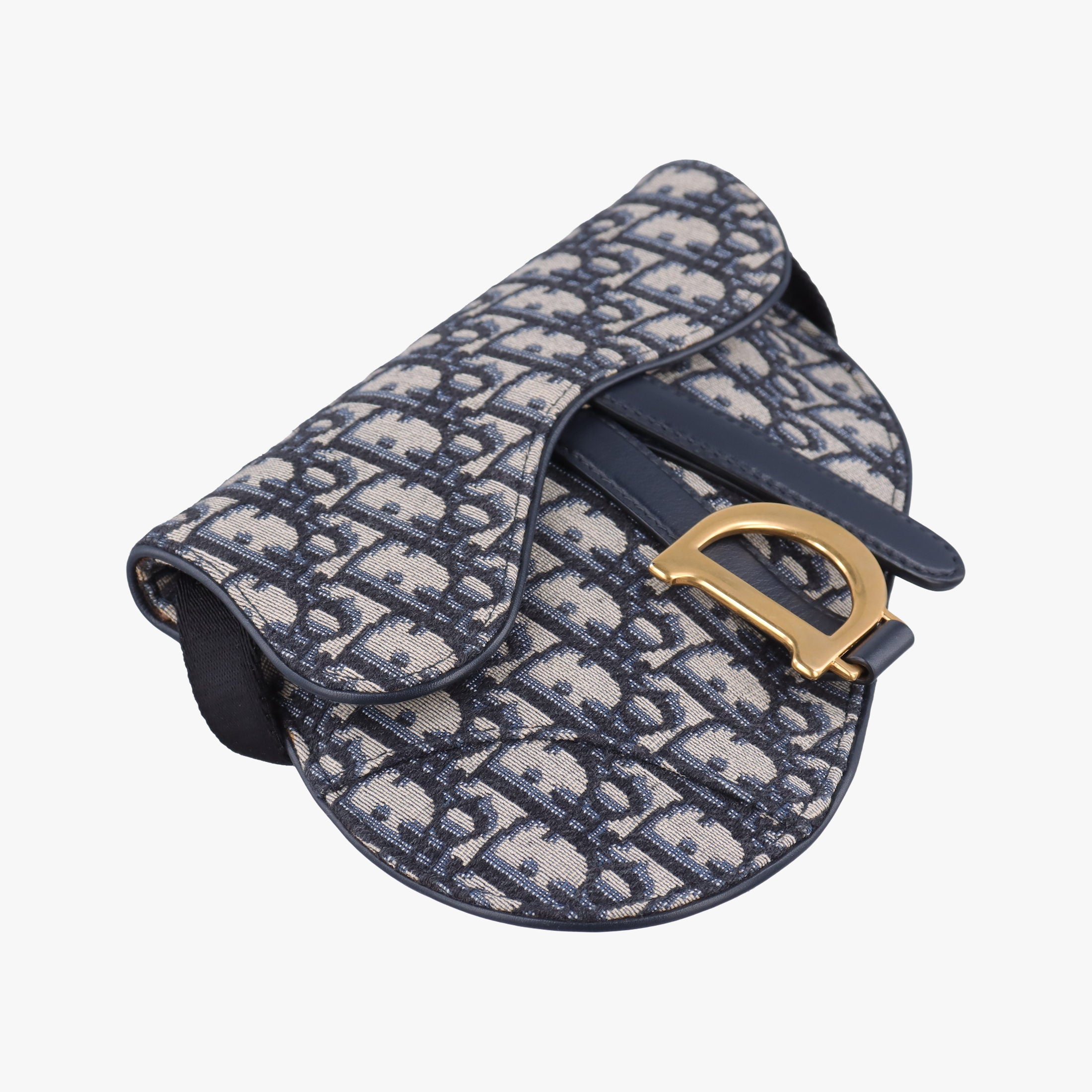 Pre-owned Christian Dior Saddle Navy Jacquard×Leather  bum bag/waist bag | stylenewstar